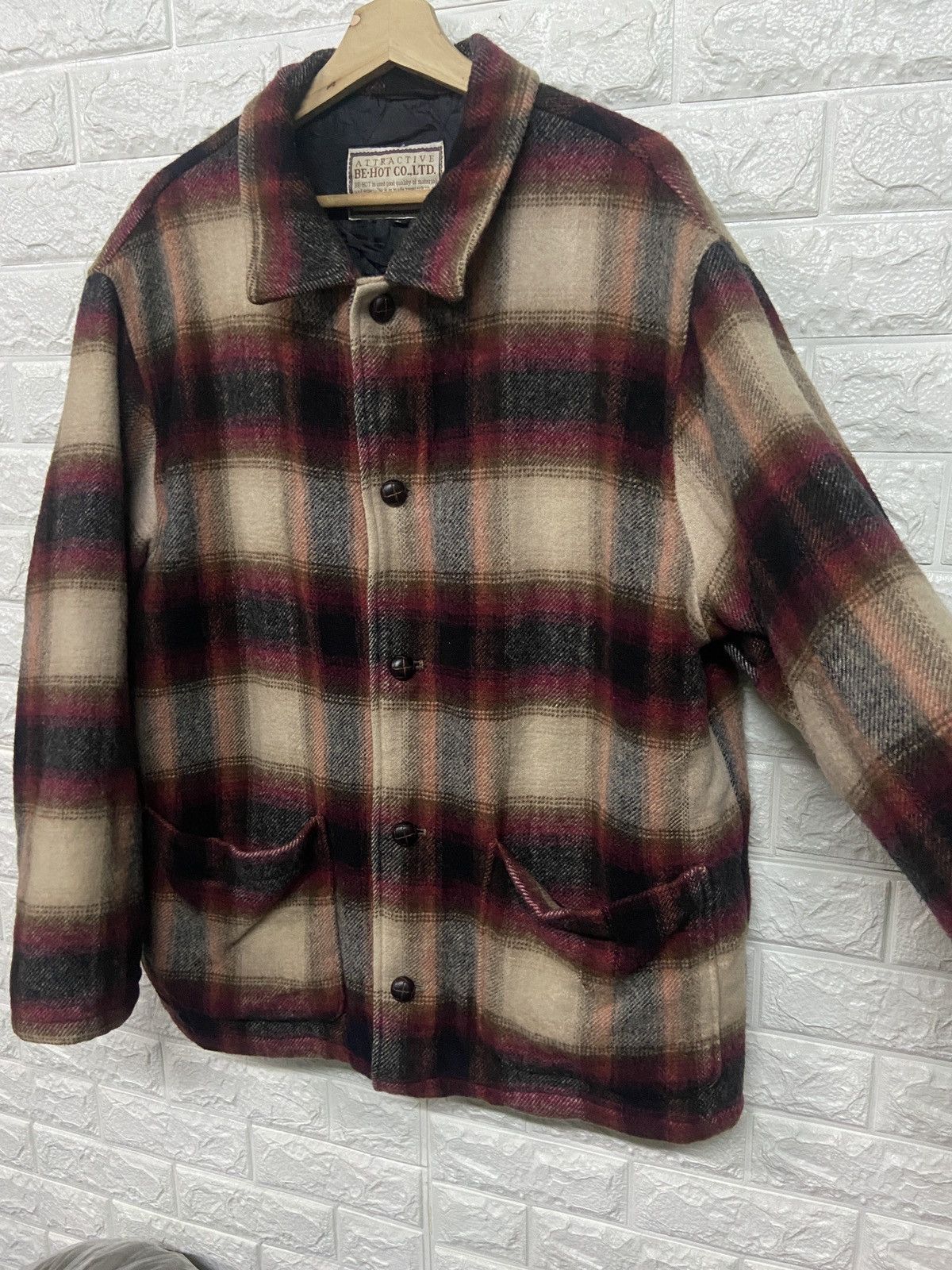 Flannel Vintage Be Hot Button Up Checkered Wool Flannel Jacket Size US L / EU 52-54 / 3 - 4 Thumbnail