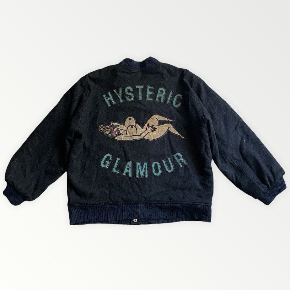 image of Hysteric Glamour Shearling Wool Varsity Jacket in Black, Men's (Size Large)
