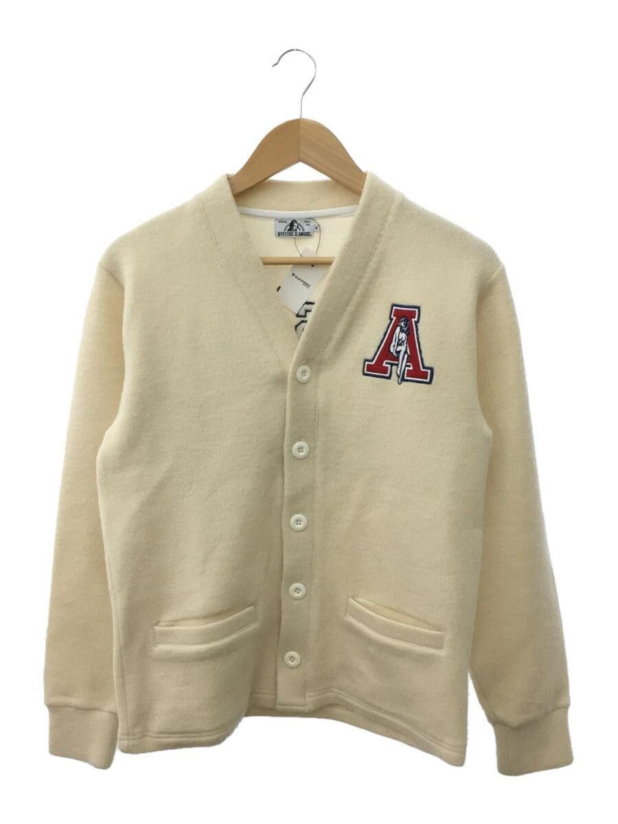 image of Hysteric Glamour Austin Texas College Wool Knit Cardigan in Cream, Men's (Size Medium)
