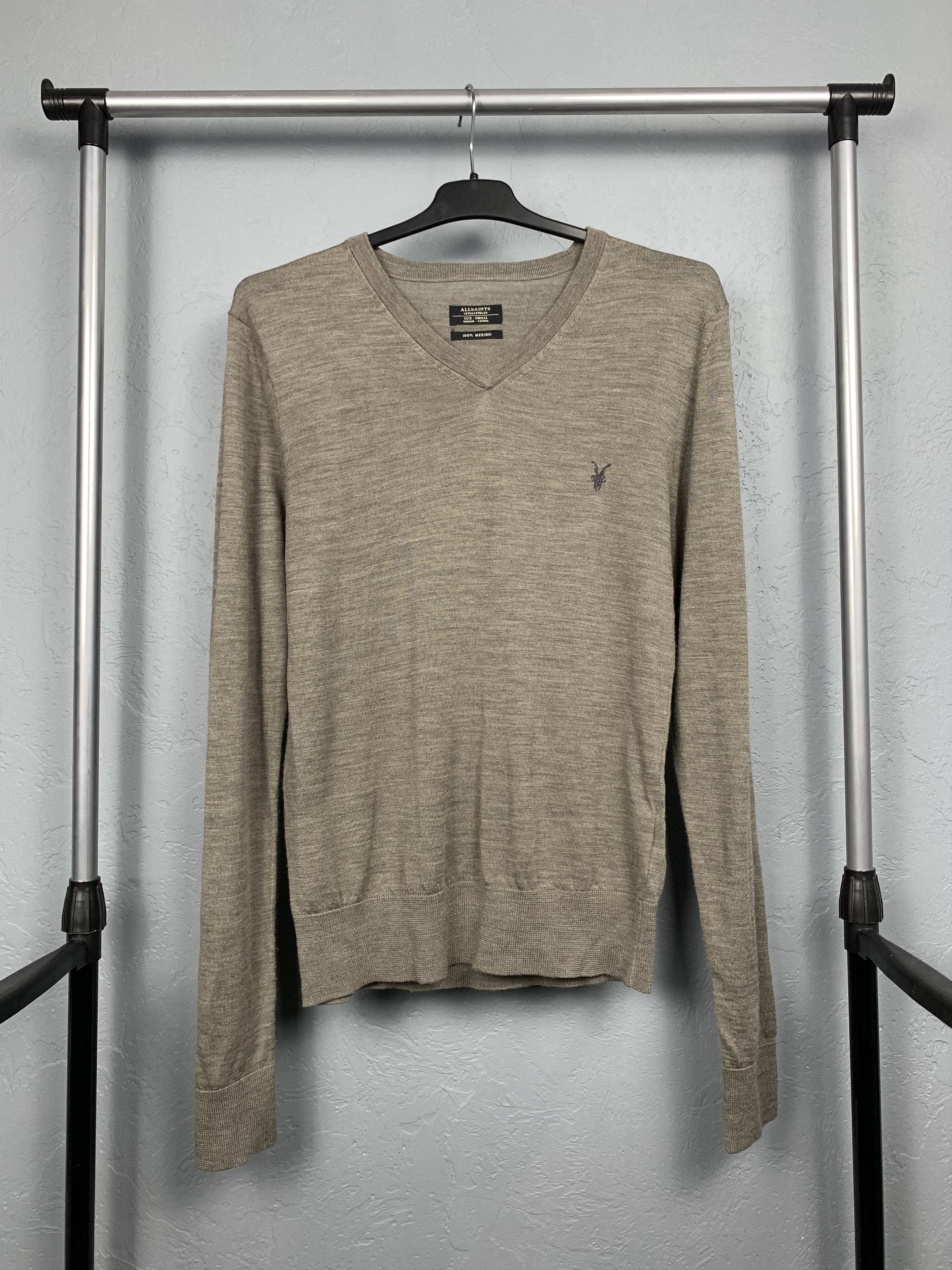 Allsaints AllSaints Code Merino Wool Knit V-Neck Mens Sweater Size US S / EU 44-46 / 1 - 1 Thumbnail