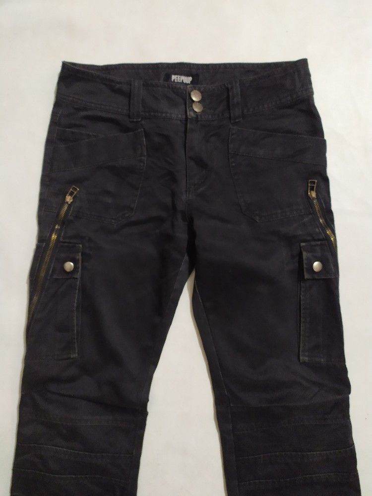 Japanese Brand 🔥PEEPUP Bondage Punk Zipper Style Split Pocket Pants Size US 29 - 2 Thumbnail