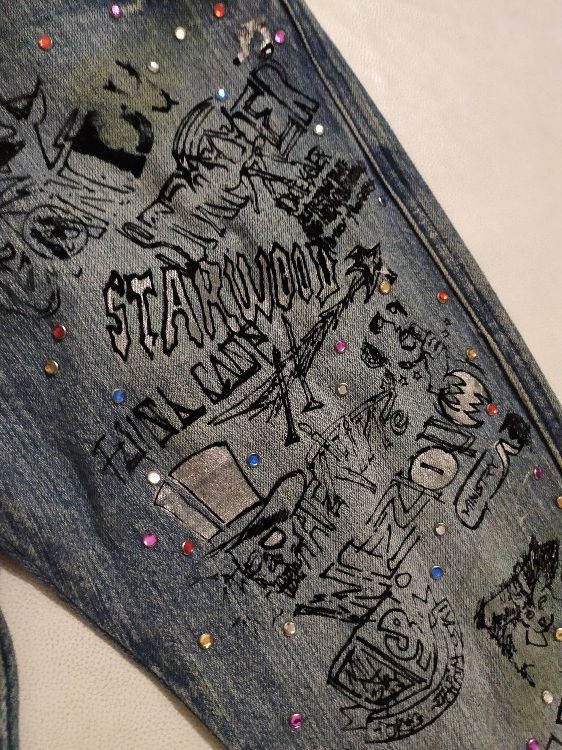 Japanese Brand 🔥Candy Stripper Japan Distressed Skull Skinny Jeans Pants Size US 29 - 6 Thumbnail