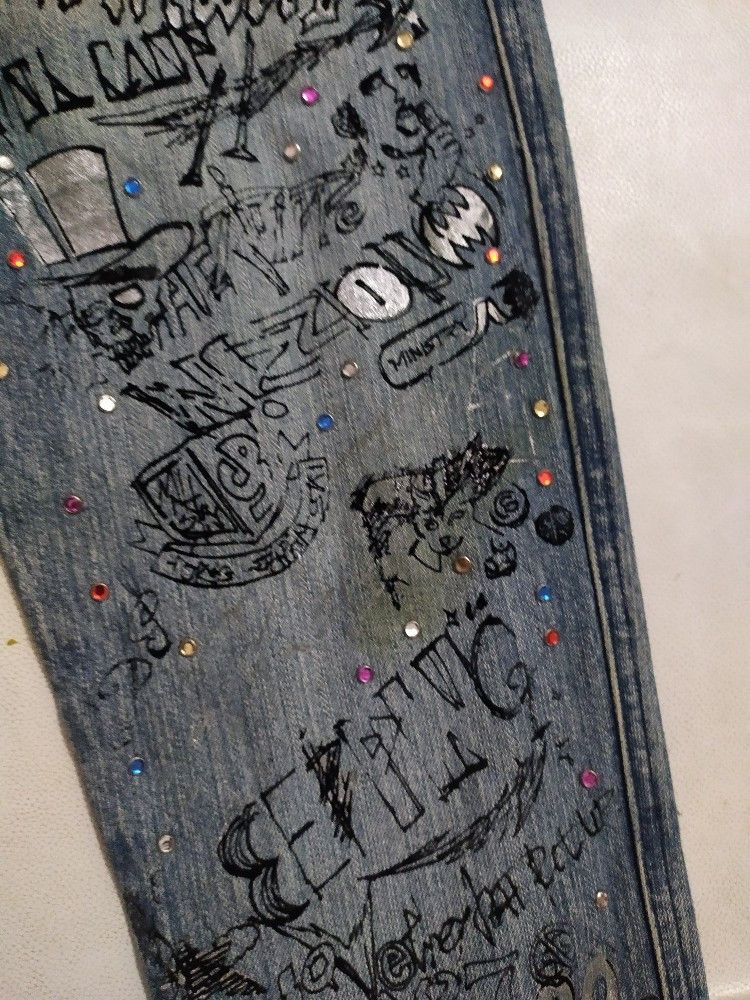 Japanese Brand 🔥Candy Stripper Japan Distressed Skull Skinny Jeans Pants Size US 29 - 4 Thumbnail