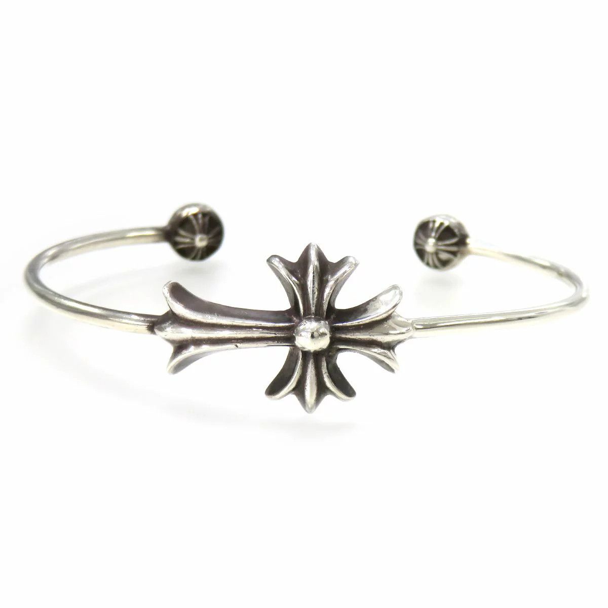 image of Chrome Hearts Silver Cross Ball Bangle, Women's