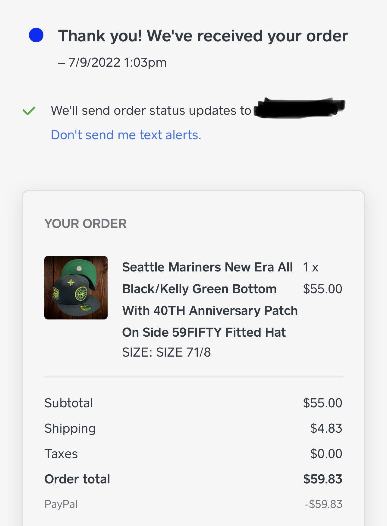 MLB Stone Island Seattle Mariners 40th Year Patch Fitted Hat Size ONE SIZE - 8 Thumbnail