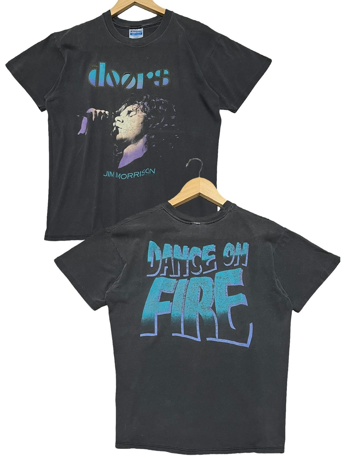 Band Tees × Seditionaries VTG 90s JIM MORRISON DANCE ON FIRE SPELLOUT LOGO RARE FADED Size US M / EU 48-50 / 2 - 1 Thumbnail