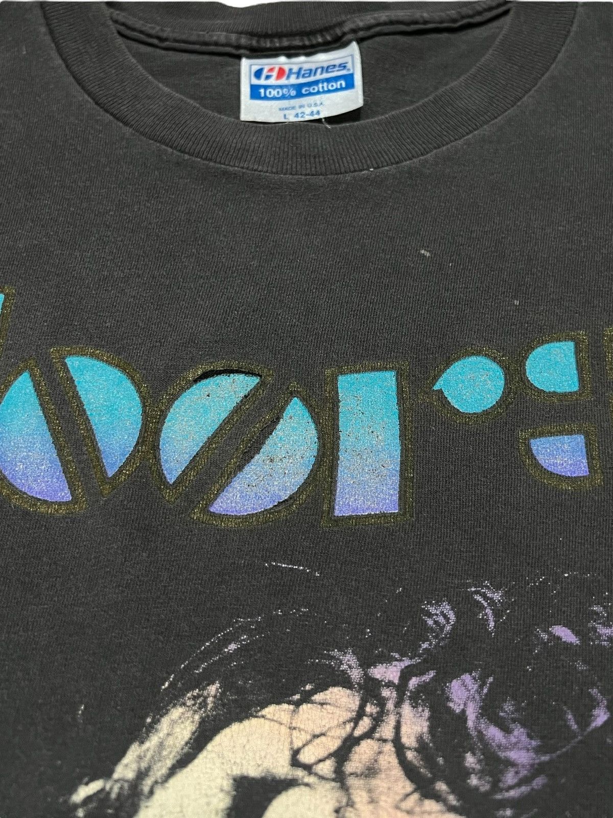 Band Tees × Seditionaries VTG 90s JIM MORRISON DANCE ON FIRE SPELLOUT LOGO RARE FADED Size US M / EU 48-50 / 2 - 11 Thumbnail