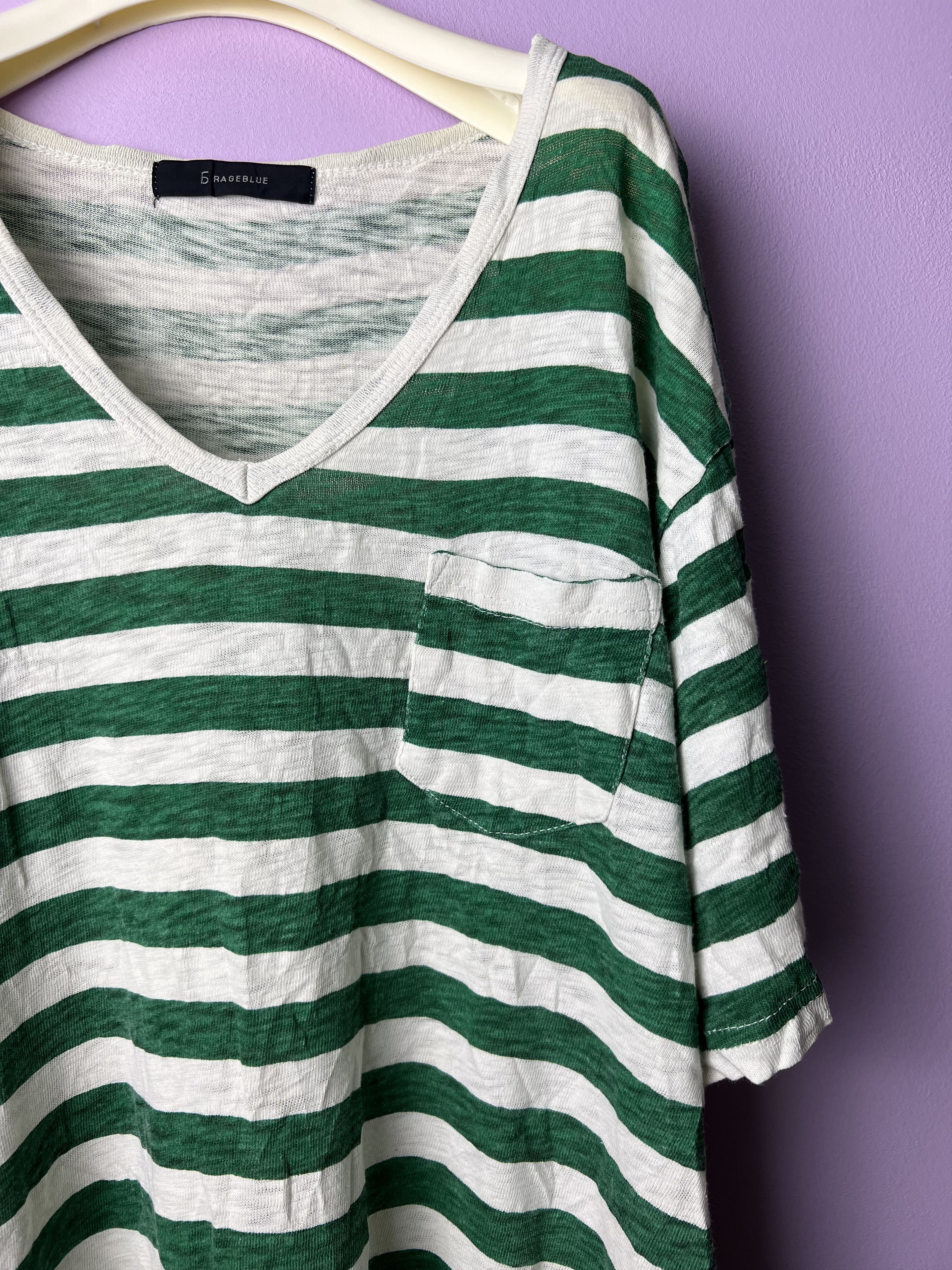 RAGEBLUE 🔥Rageblue Stripe V Neck Tees Size US M / EU 48-50 / 2 - 7 Thumbnail
