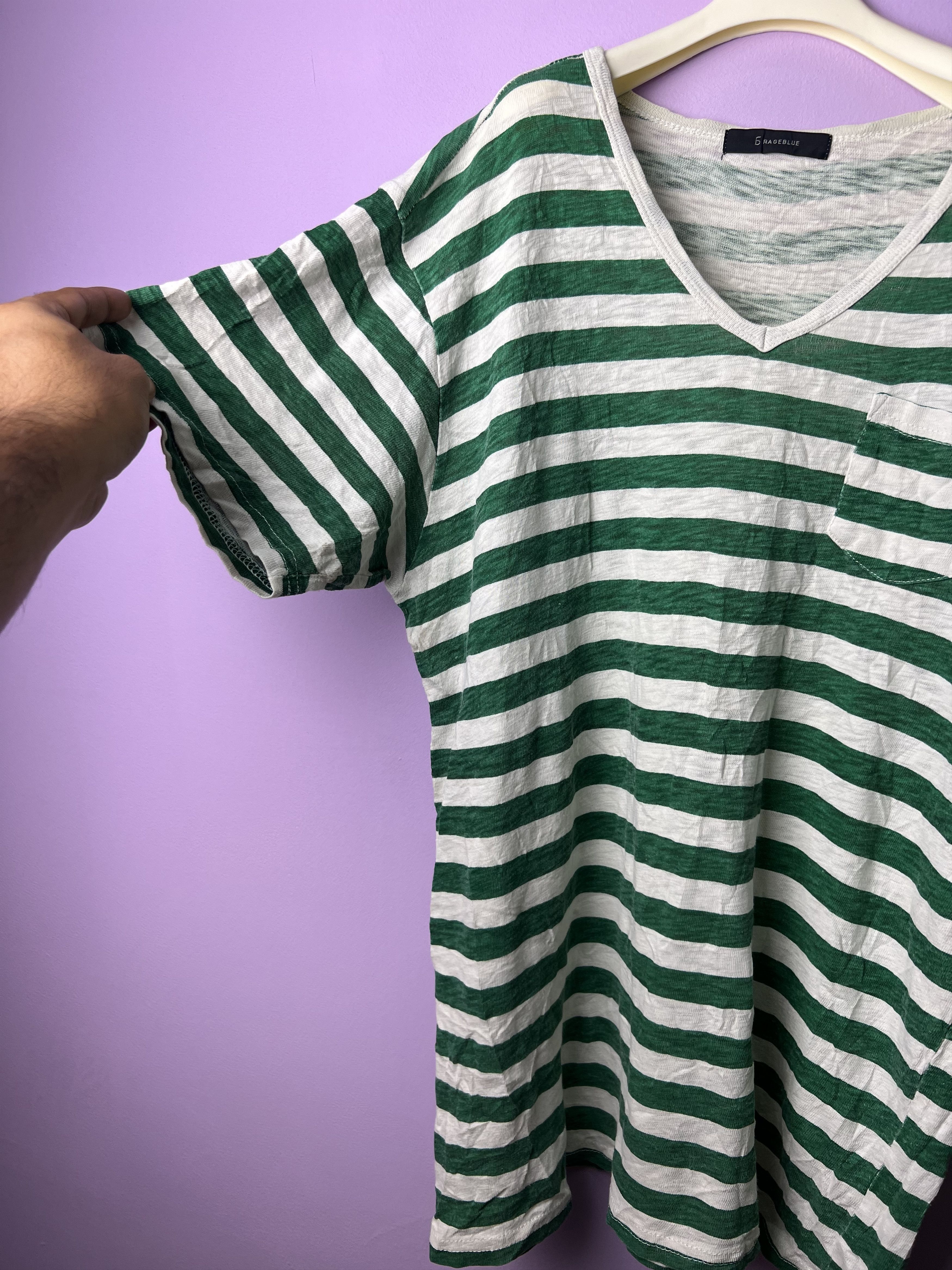 RAGEBLUE 🔥Rageblue Stripe V Neck Tees Size US M / EU 48-50 / 2 - 8 Thumbnail