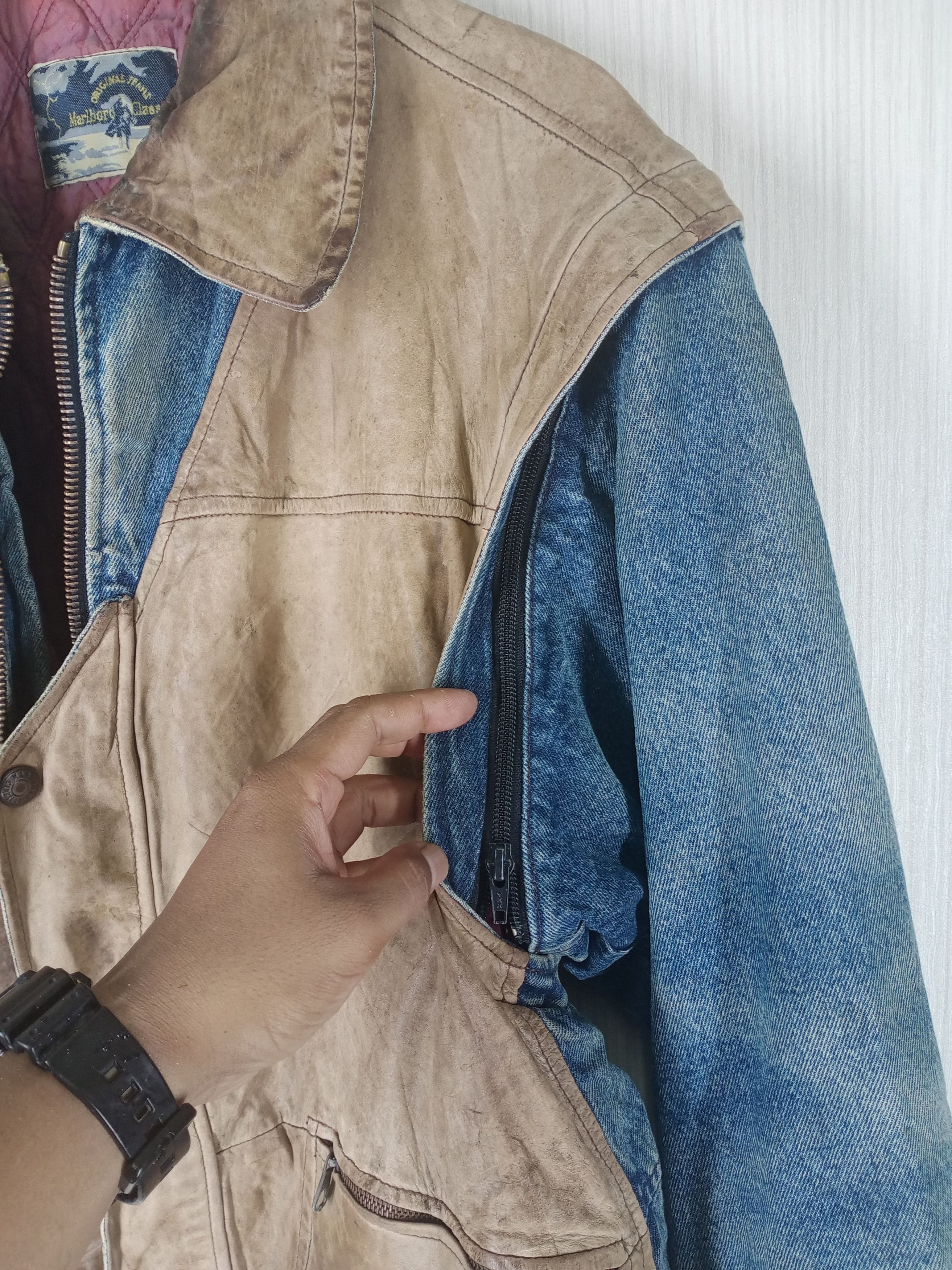 Marlboro Vintage 1980s Marlboro Classics Leather Jeans Jacket Size US L / EU 52-54 / 3 - 14 Thumbnail