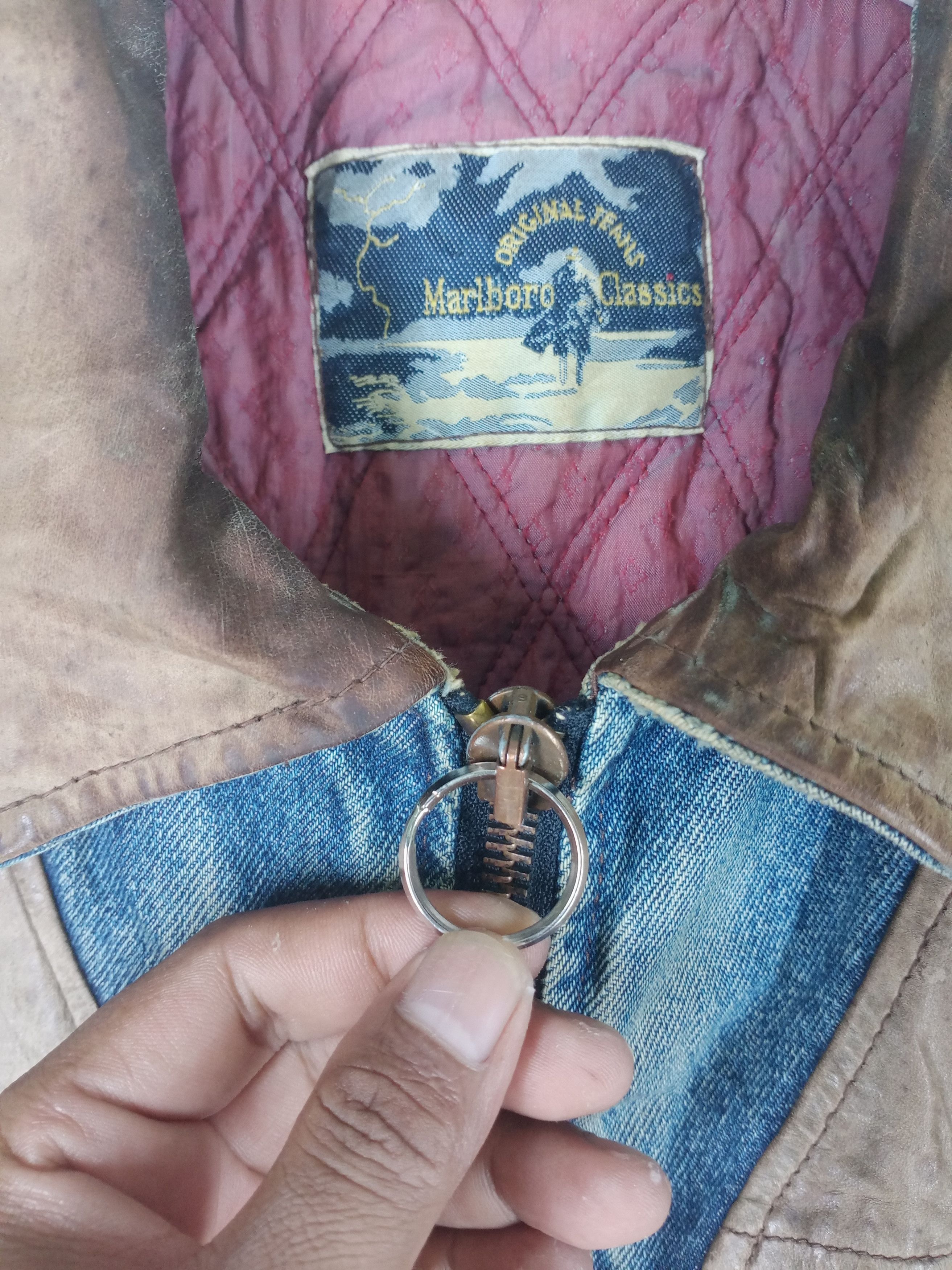 Marlboro Vintage 1980s Marlboro Classics Leather Jeans Jacket Size US L / EU 52-54 / 3 - 6 Thumbnail