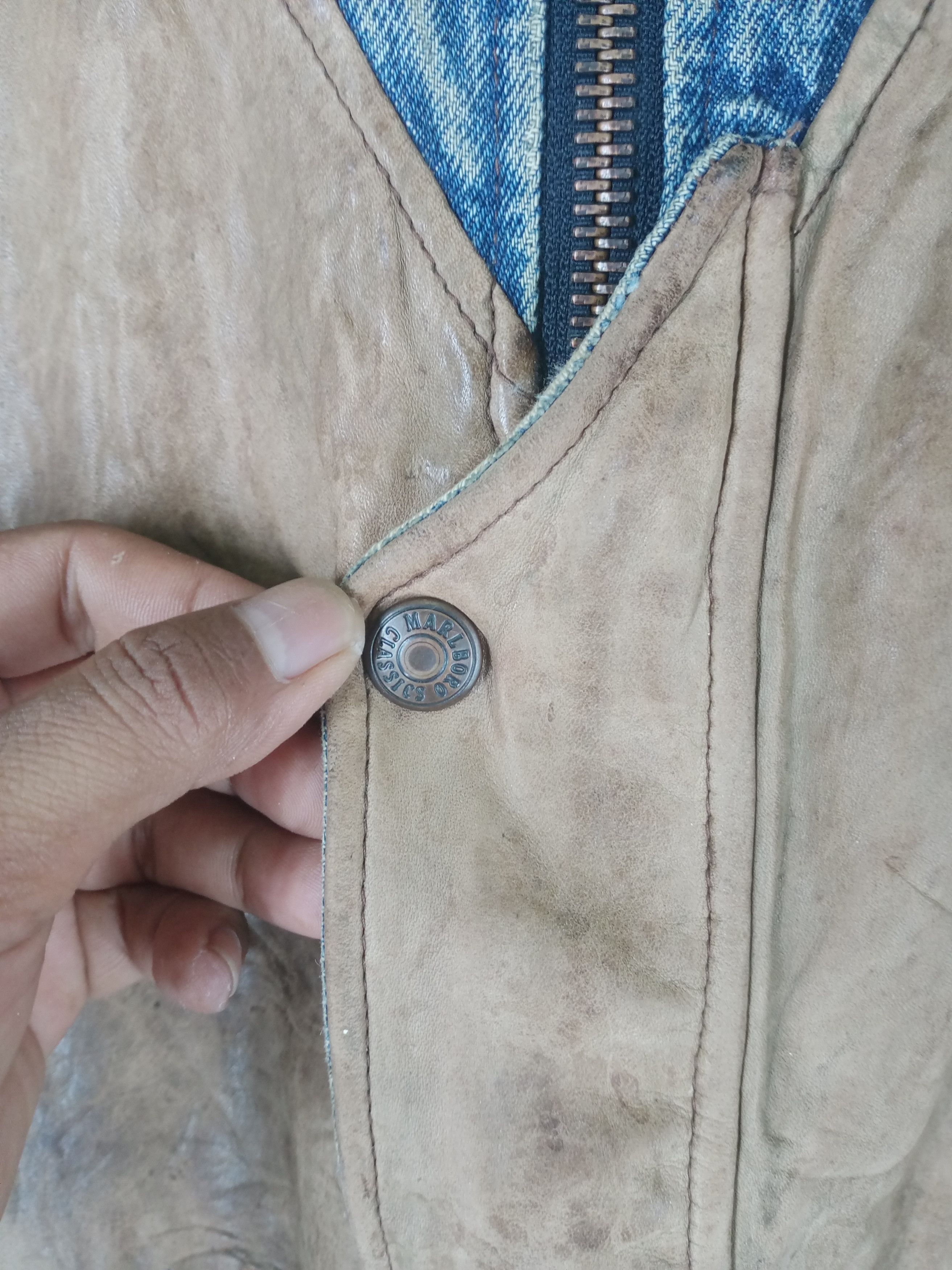 Marlboro Vintage 1980s Marlboro Classics Leather Jeans Jacket Size US L / EU 52-54 / 3 - 8 Thumbnail