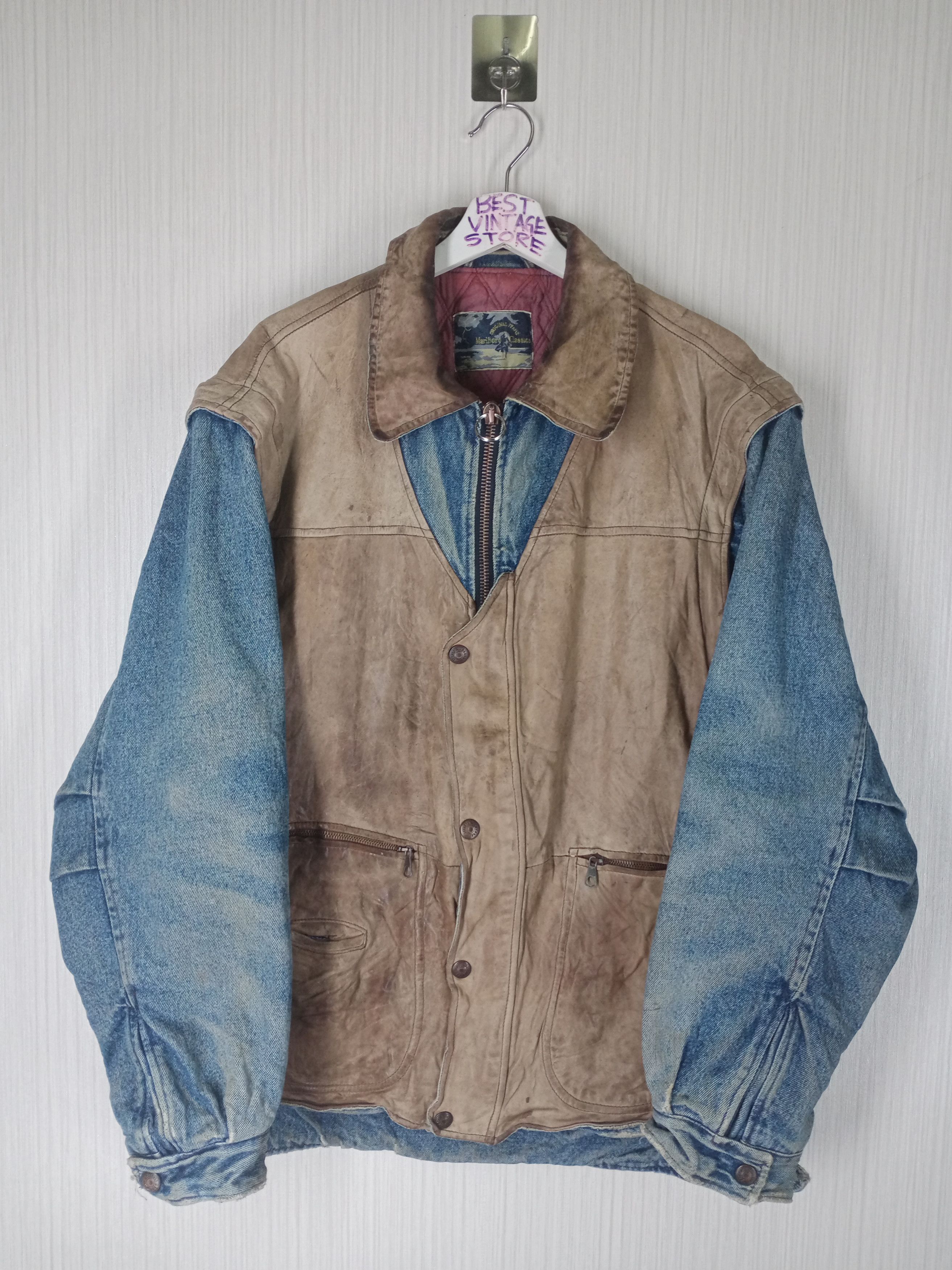 Marlboro Vintage 1980s Marlboro Classics Leather Jeans Jacket Size US L / EU 52-54 / 3 - 1 Thumbnail