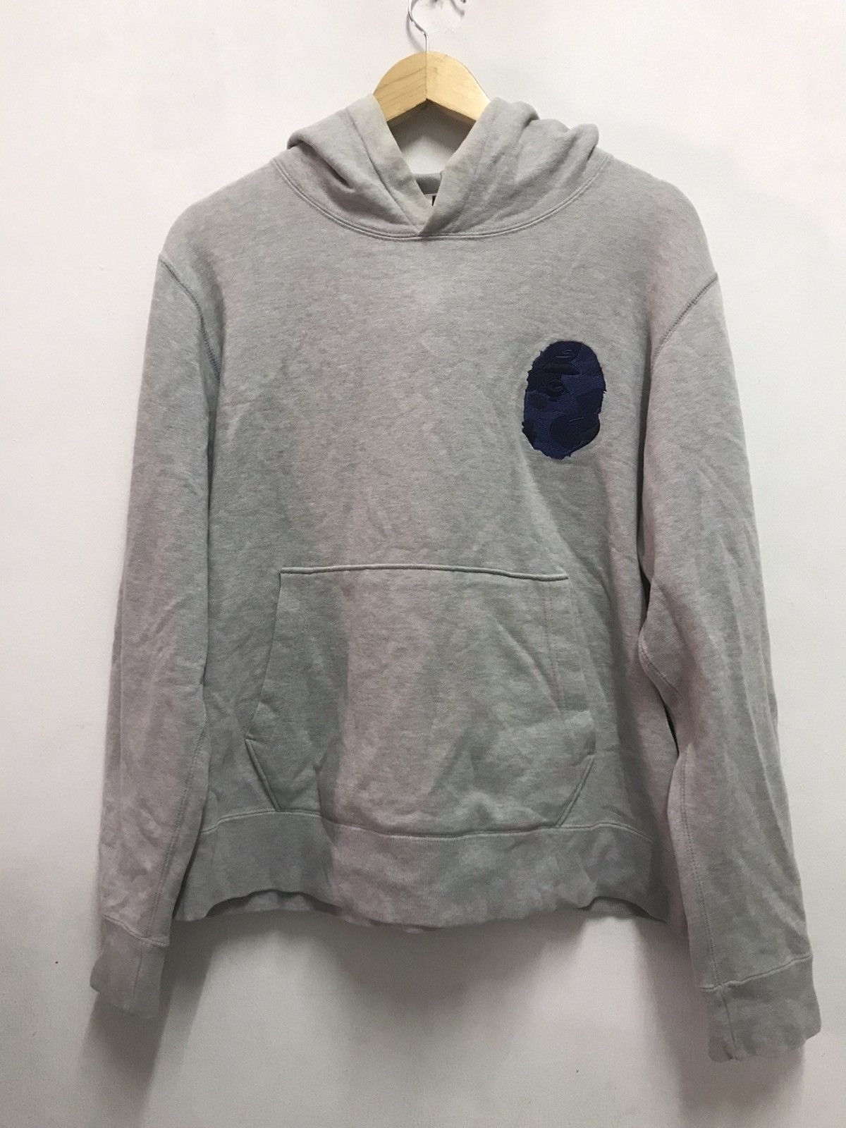 image of Bape Color Camo Applique Pullover Hoodie in Grey, Men's (Size Large)
