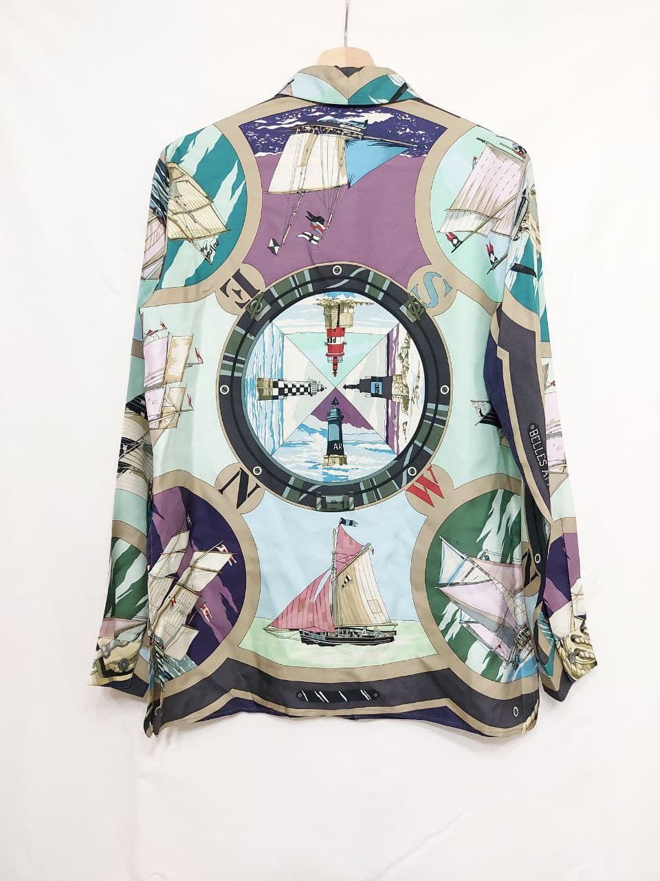 Hermes Silk Sail Boat Lighthouse Print Silk Shirt Size S / US 4 / IT 40 - 2 Thumbnail