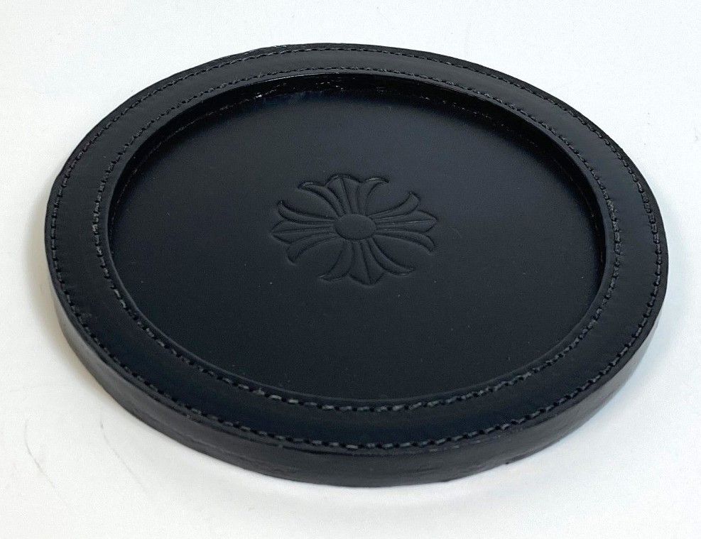 image of Chrome Hearts Leather Coaster in Black, Men's