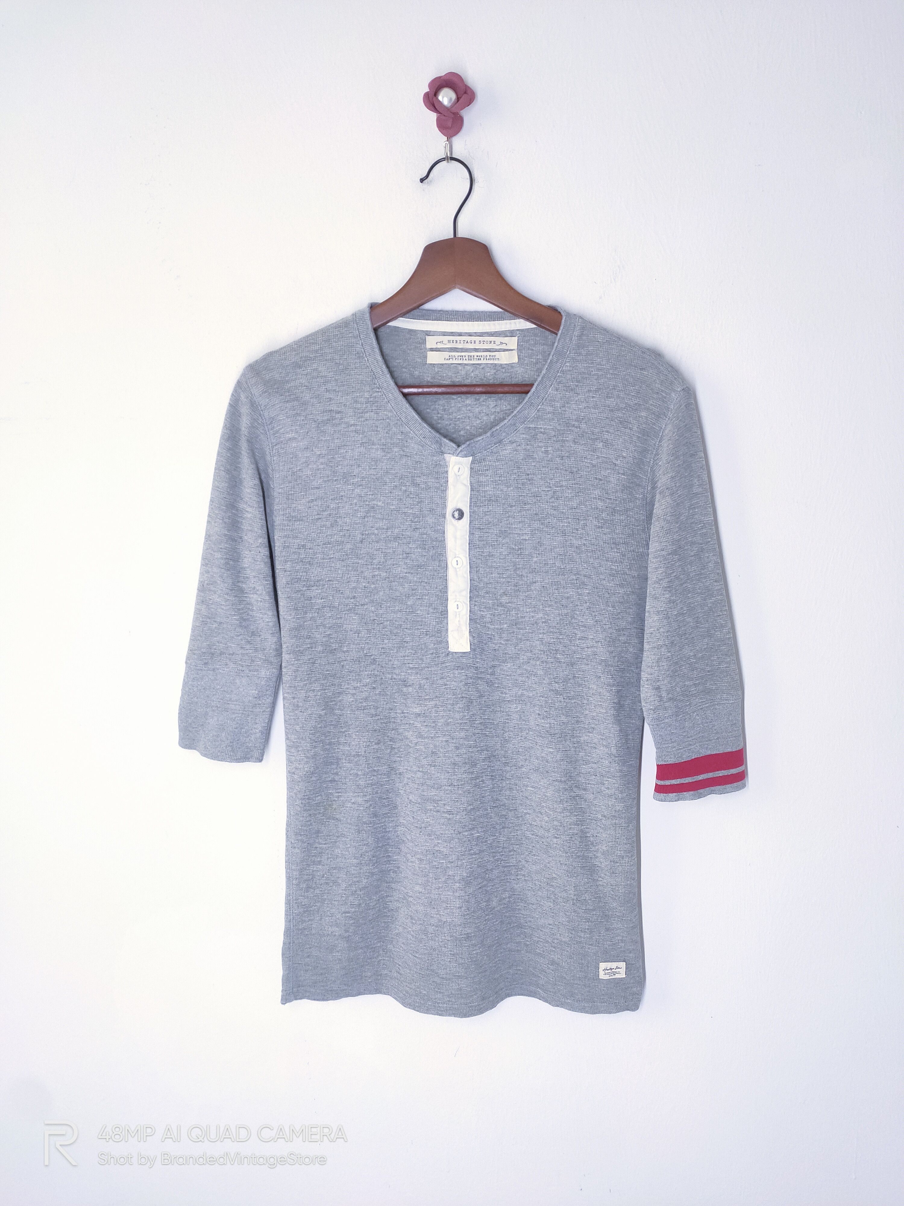 Heritage1981 HERITAGE STONE Unisex Slim Fit 3Q Half Button Sweatshirt Size S / US 4 / IT 40 - 1 Thumbnail