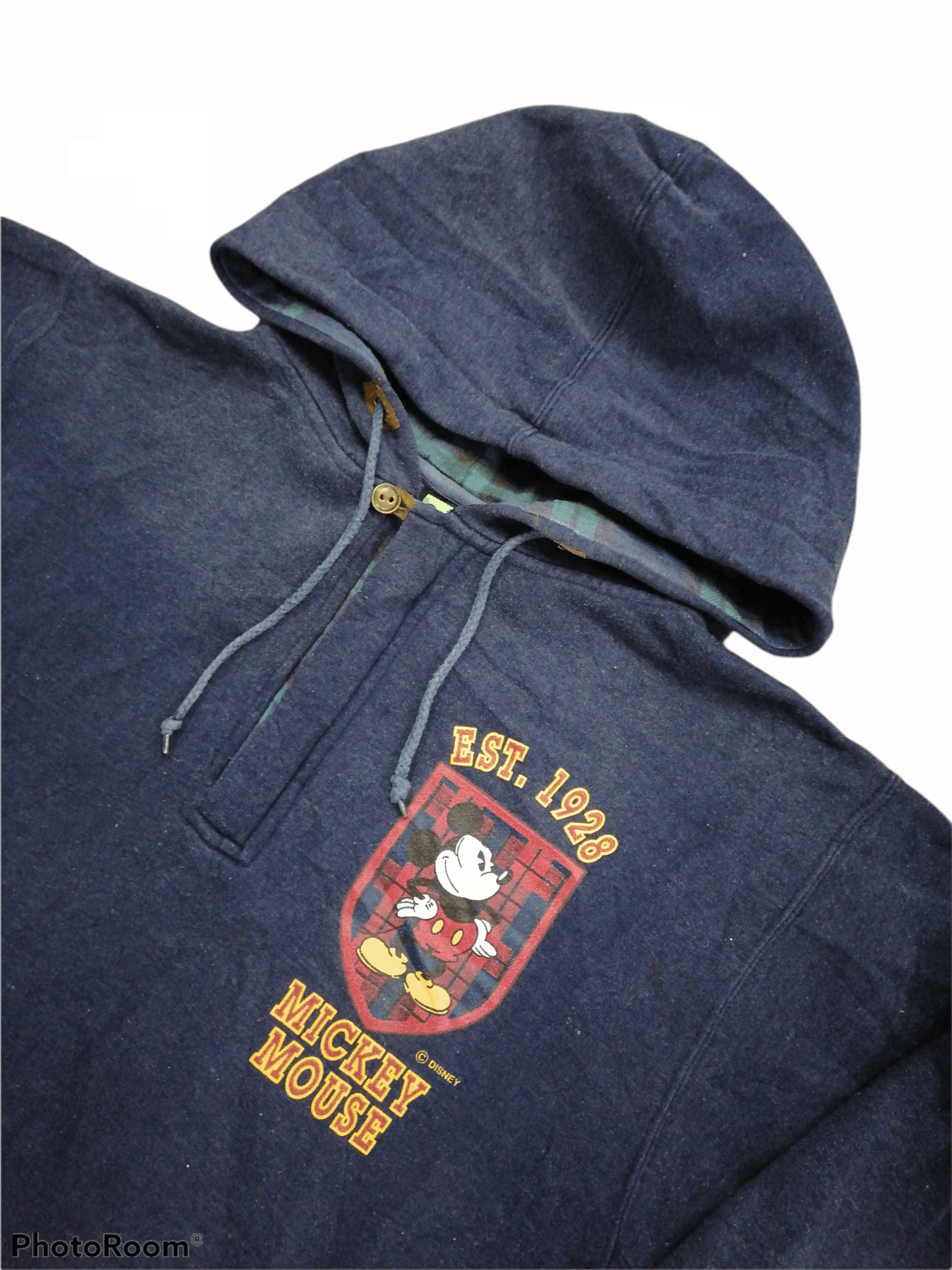 Disney × Mickey Mouse × Velva Sheen Vintage Mickey Mouse Half Zipper Hoodies Size US M / EU 48-50 / 2 - 2 Thumbnail