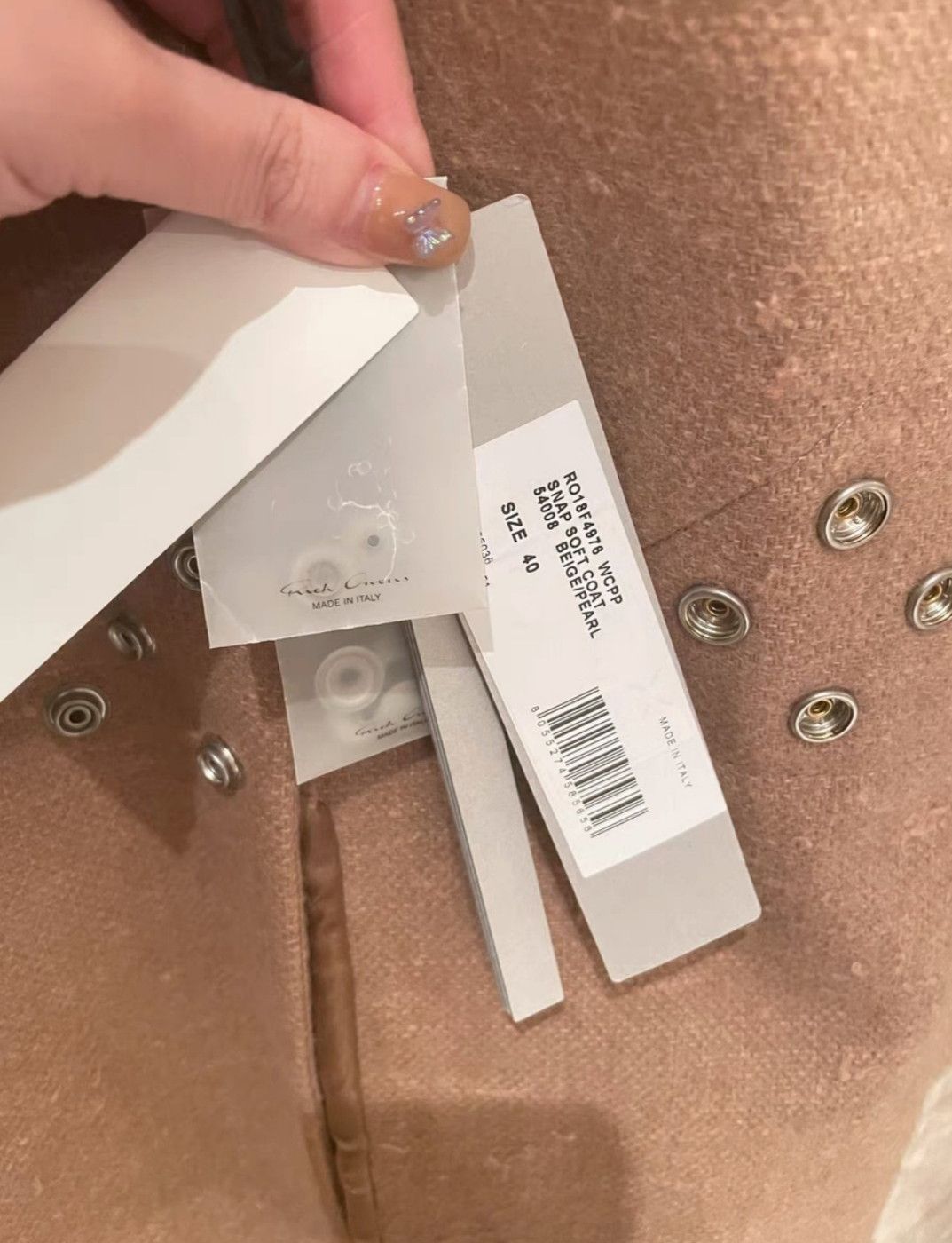 Rick Owens ro beige/pearl coat made of 52% camel hair and 48% linen Size M / US 6-8 / IT 42-44 - 2 Thumbnail