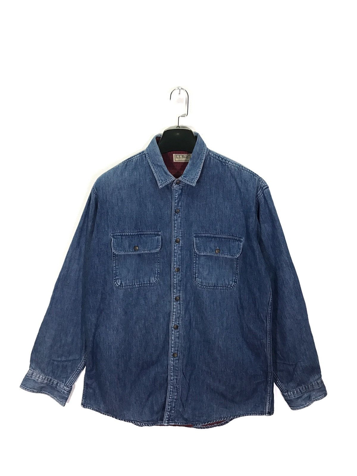 L.L. Bean × Vintage Vintage LL Bean Denim Work Shirt Made In Usa Size US L / EU 52-54 / 3 - 1 Thumbnail