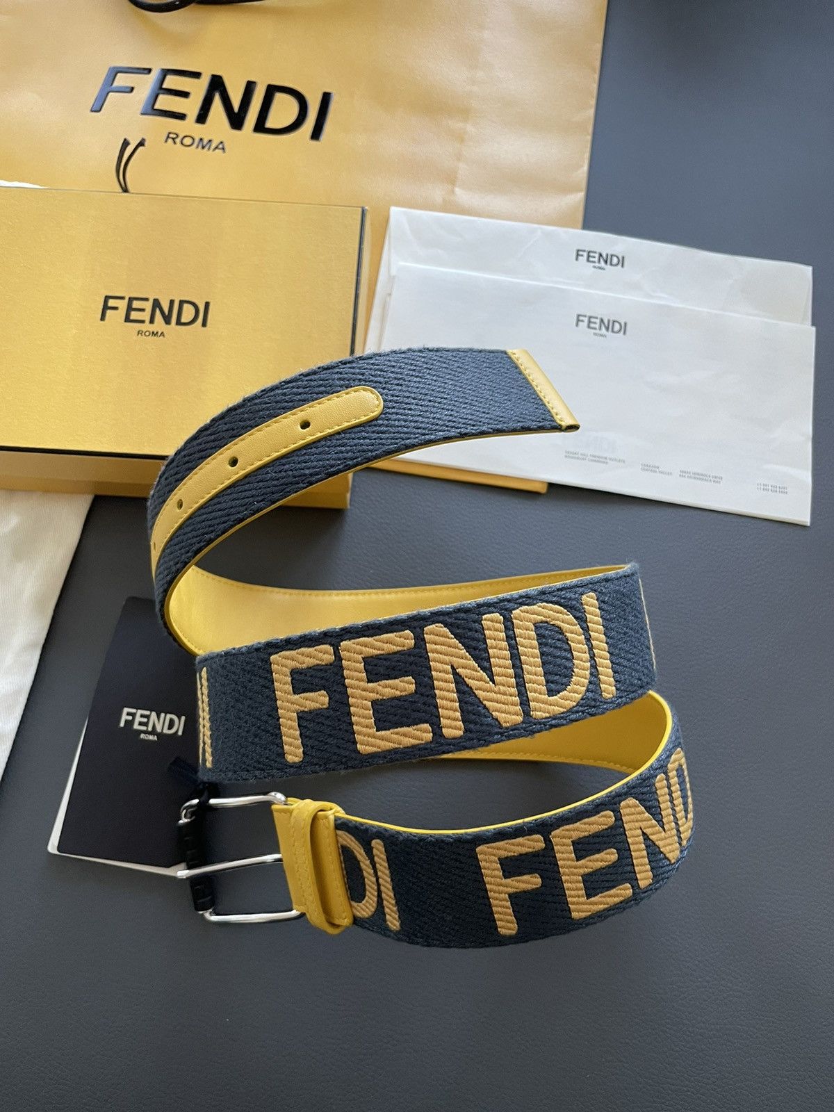 Fendi Rare BrandNEW Runway Limited Edition Fendi Logo Leather Belt Size ONE SIZE - 3 Thumbnail