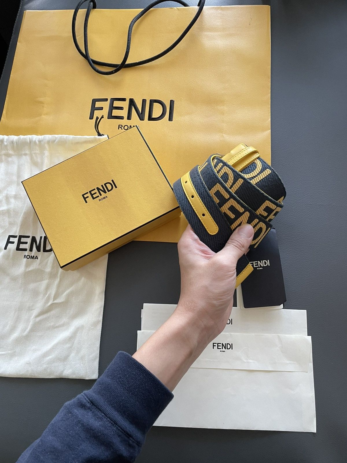 Fendi Rare BrandNEW Runway Limited Edition Fendi Logo Leather Belt Size ONE SIZE - 15 Thumbnail