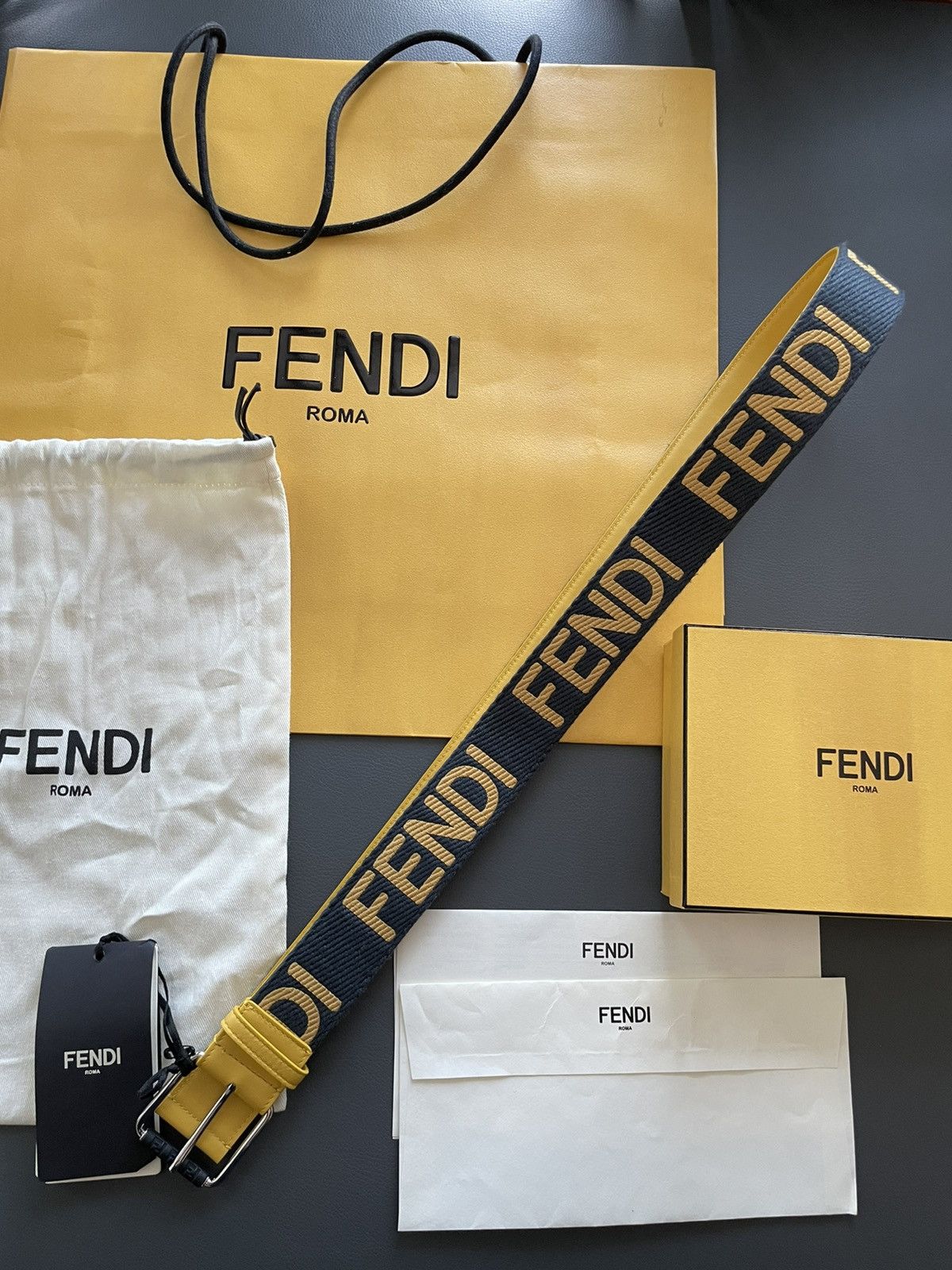 Fendi Rare BrandNEW Runway Limited Edition Fendi Logo Leather Belt Size ONE SIZE - 1 Thumbnail