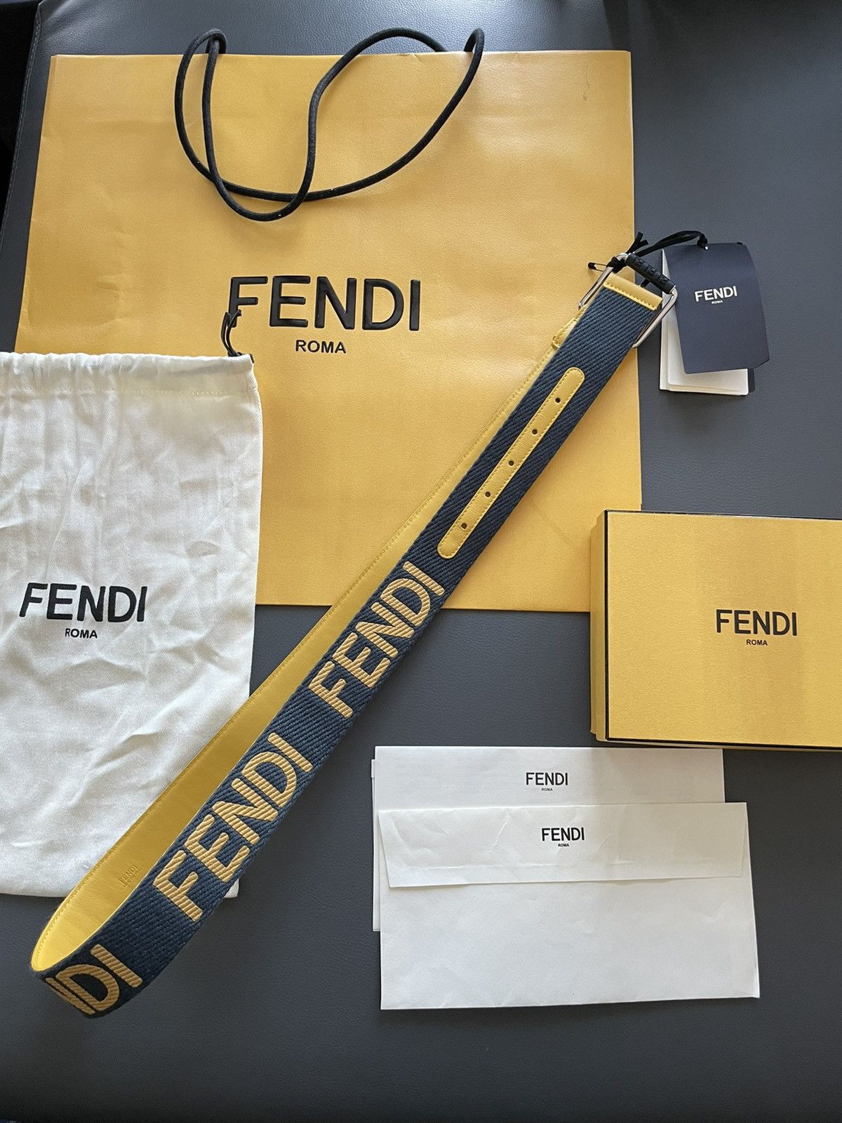Fendi Rare BrandNEW Runway Limited Edition Fendi Logo Leather Belt Size ONE SIZE - 6 Thumbnail