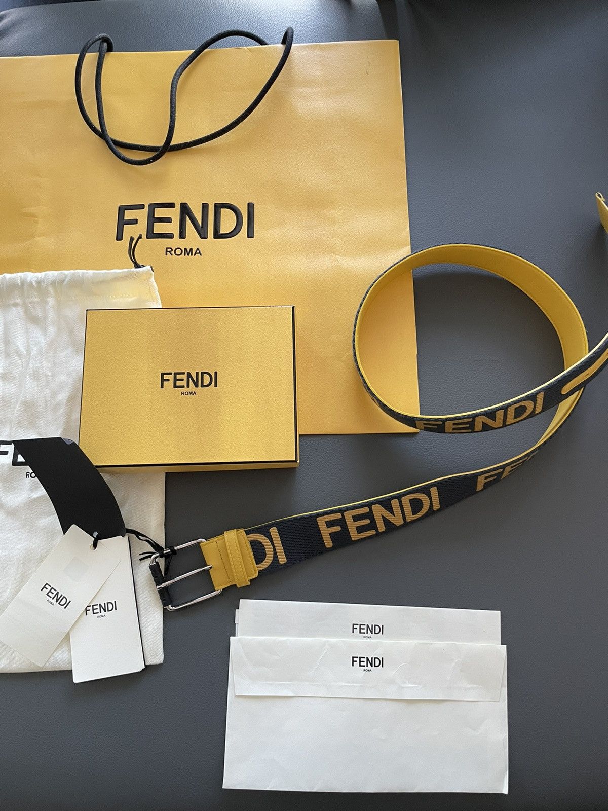 Fendi Rare BrandNEW Runway Limited Edition Fendi Logo Leather Belt Size ONE SIZE - 14 Thumbnail