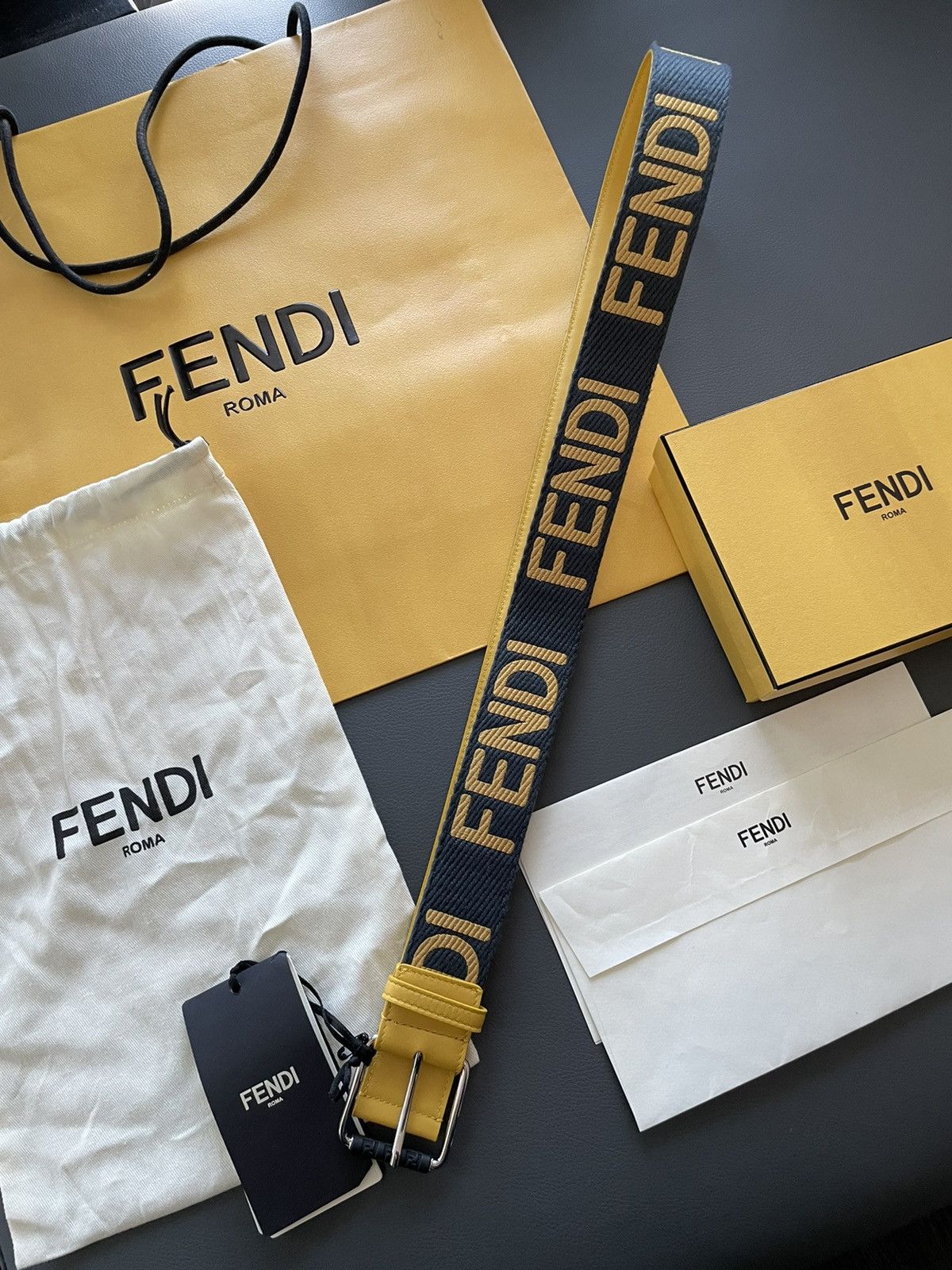 Fendi Rare BrandNEW Runway Limited Edition Fendi Logo Leather Belt Size ONE SIZE - 2 Thumbnail