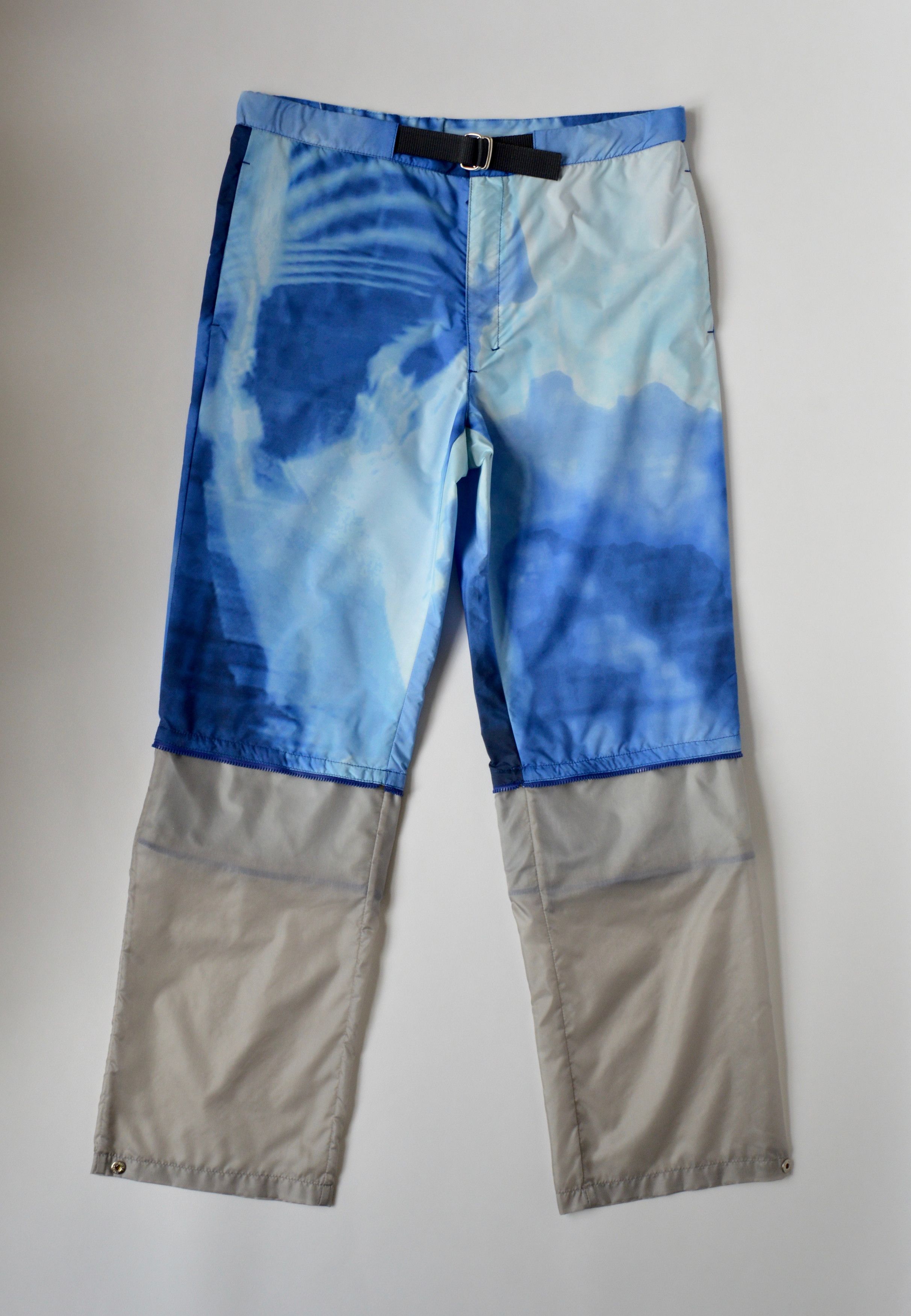 image of Prada S/s 2000 Tie Dye Tech Nylon Trousers in Blue, Men's (Size 30)