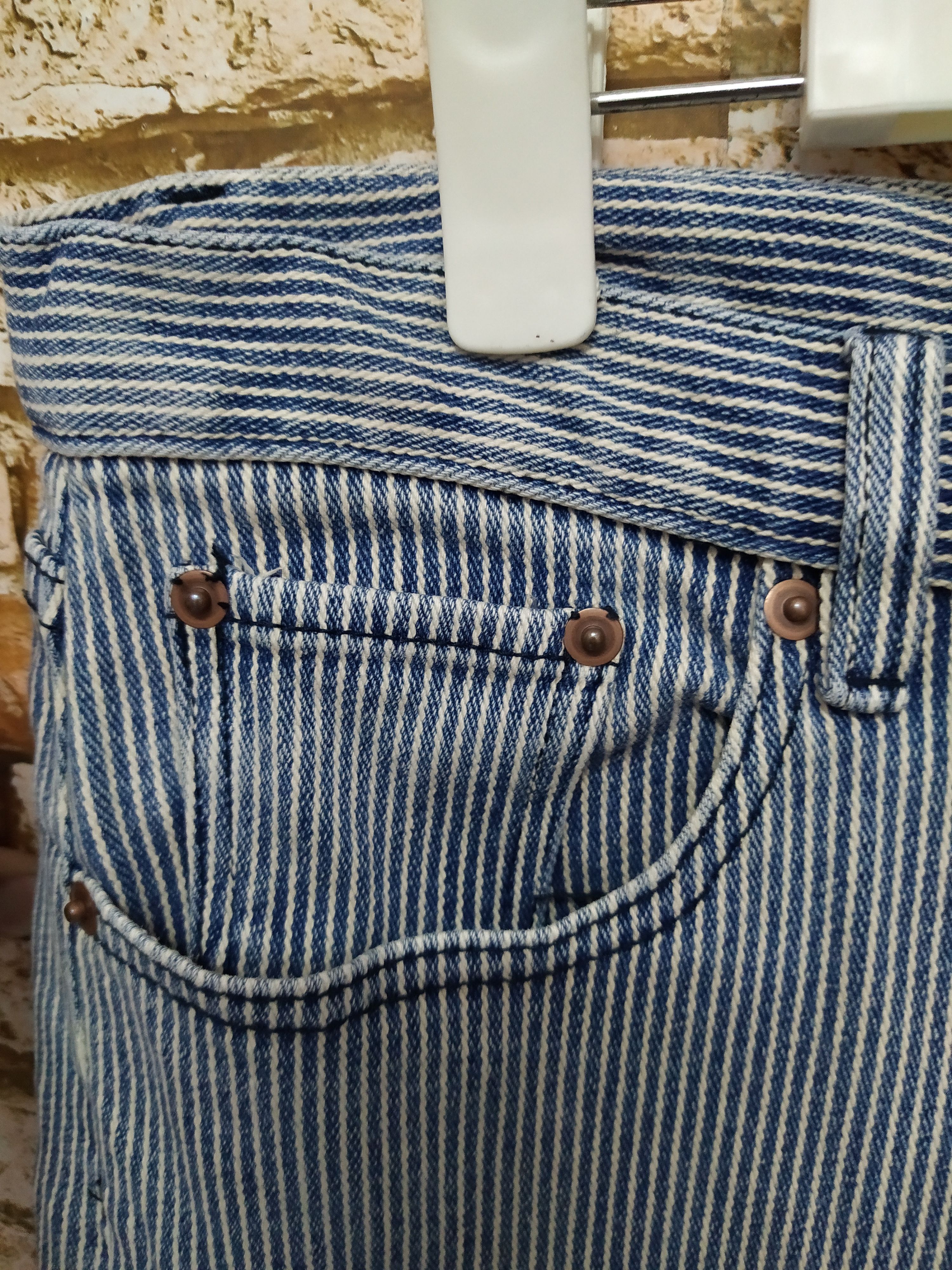 Japanese Brand B.C FACTORY JAPAN HICKORY STRIPE CARGO DENIM (B666) w33 Size US 33 - 5 Thumbnail