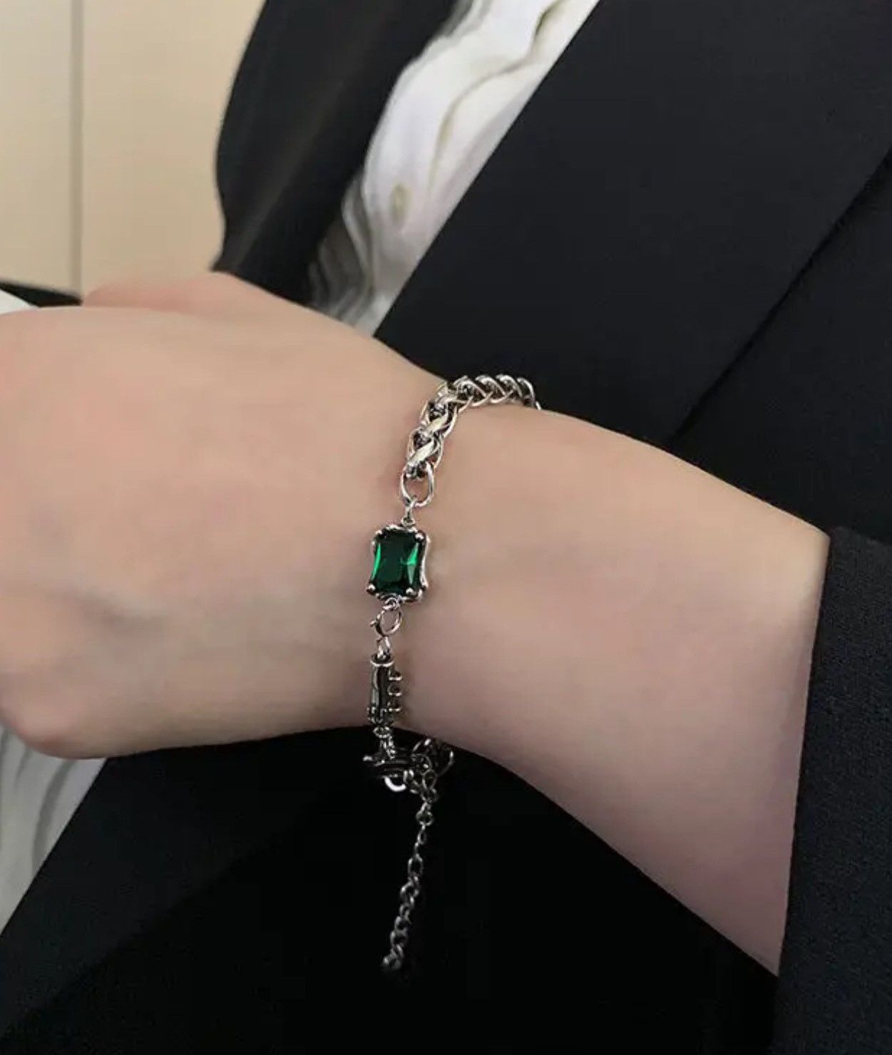 Jewelry × Vintage Square Zircon Thick Bracelet Size ONE SIZE - 1 Thumbnail