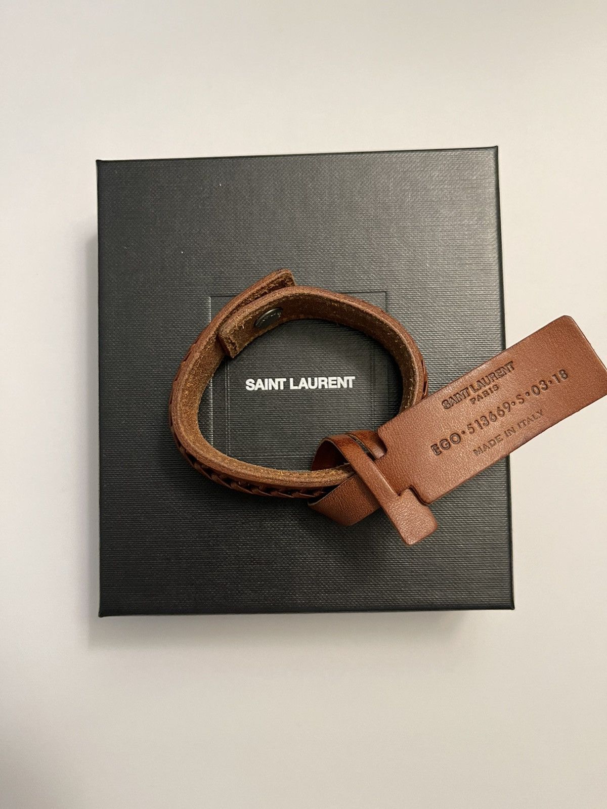 Saint Laurent Paris YSL Leather Bracelet