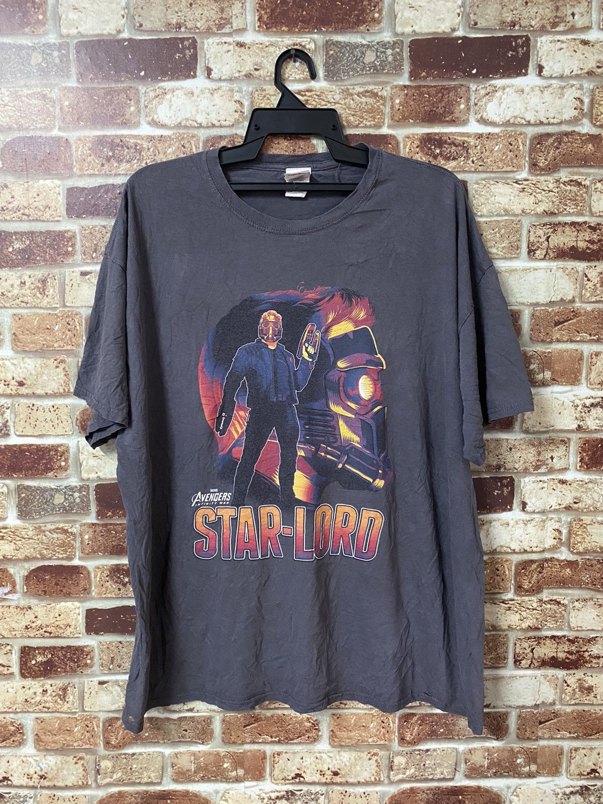 Image of Dc Comics x Marvel Comics Vintage Star-Lord Marvel Avengers Infinity War Movie in Dark Gray (Size 2