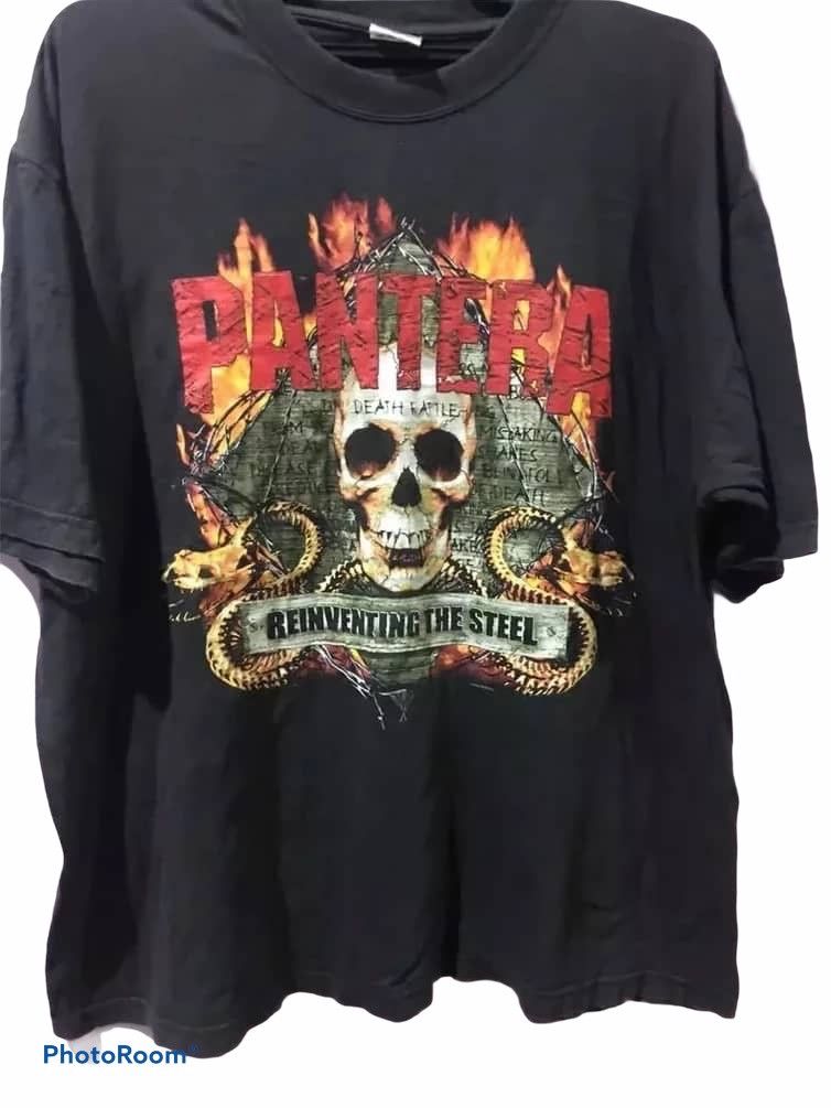 image of Band Tees x Rock Tees Vintage Pantera Reinventing The Steel Concert Band Tee in Black (Size XL)