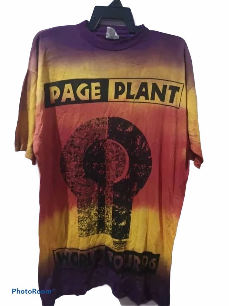 image of Band Tees x Tour Tee Vintage Jimmy Page Robert Plant Full Print 96 Tshirt in Colourfull (Size 2XL)