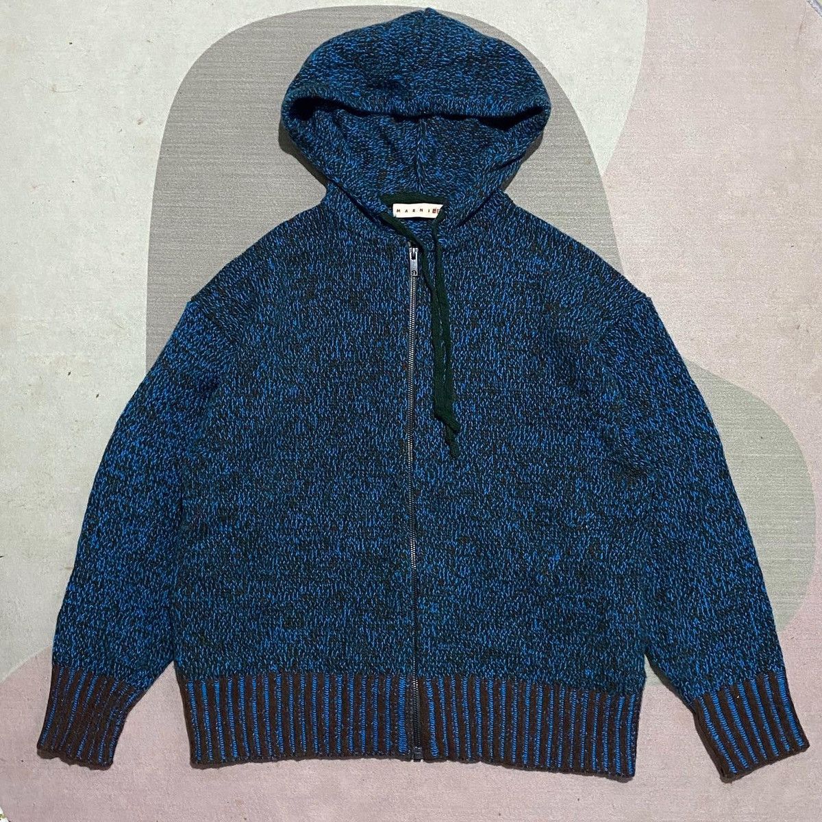 image of Marni Uniqlo Knit Hoodie in Blue, Men's (Size Medium)