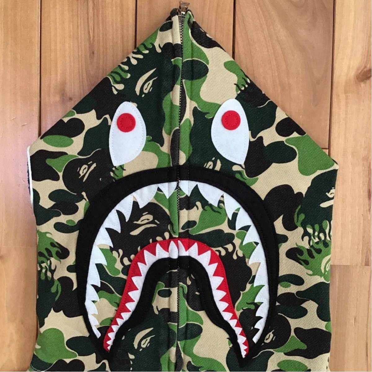 BAPE Mook Limited Fire Camo Shark full zip hoodie Green
