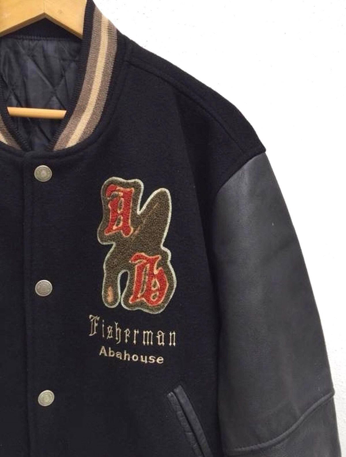 Designer Abahouse Jacket Fisherman Team Sleeve Leather Varsity Jacket Size US M / EU 48-50 / 2 - 4 Thumbnail