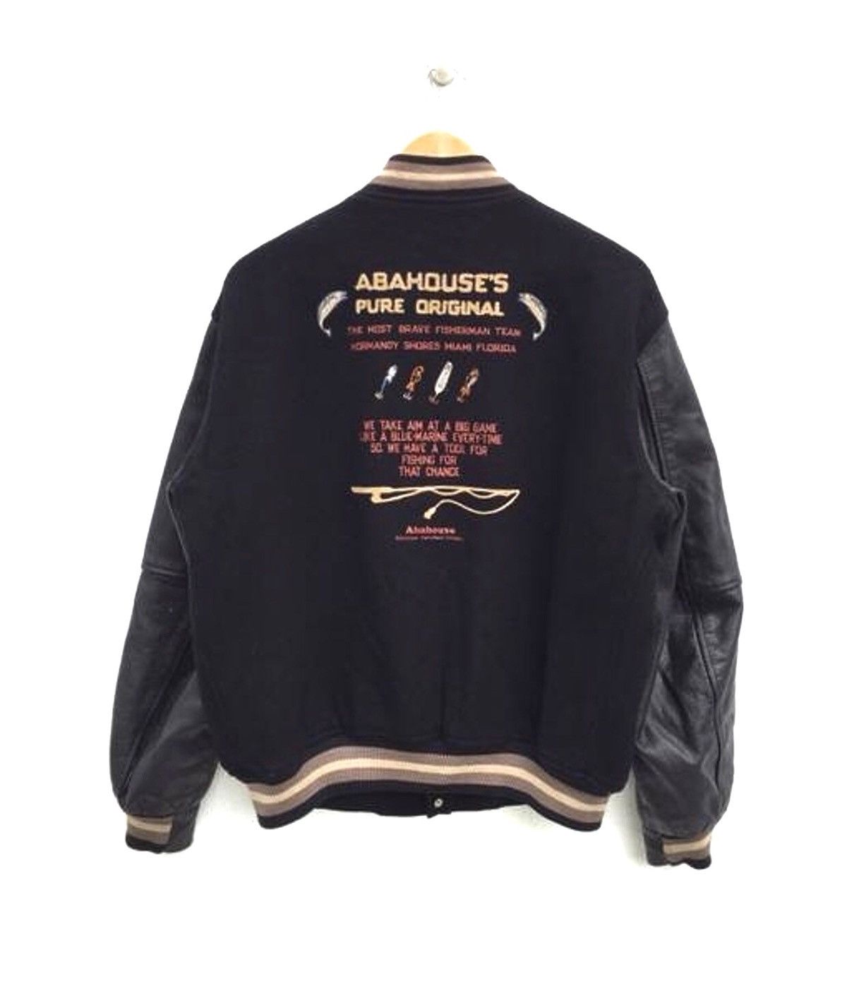 Designer Abahouse Jacket Fisherman Team Sleeve Leather Varsity Jacket Size US M / EU 48-50 / 2 - 2 Thumbnail