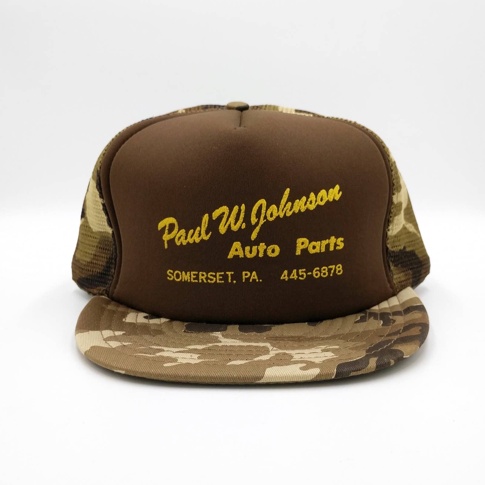 Vintage Vintage Paul Johnson Auto Parts Camo Snapback Trucker Hat Size ONE SIZE - 2 Thumbnail