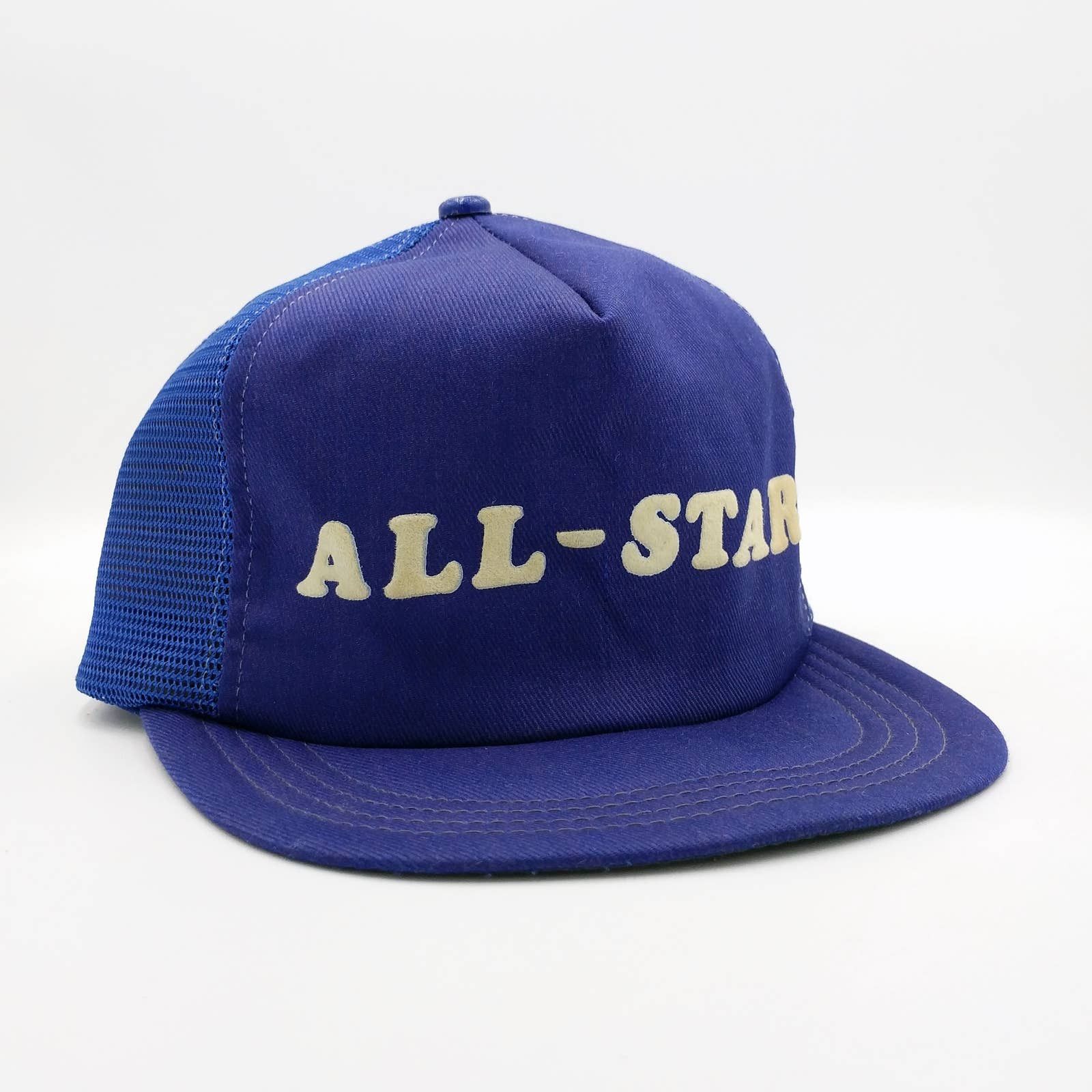 Vintage Vintage ALL-STAR Snapback Trucker Hat Mesh Spellout 70s USA Size ONE SIZE - 1 Thumbnail