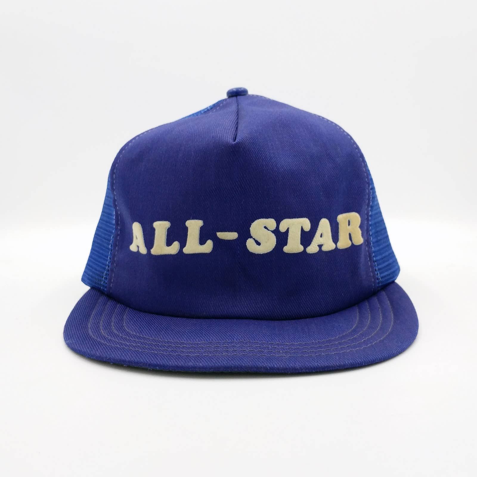 Vintage Vintage ALL-STAR Snapback Trucker Hat Mesh Spellout 70s USA Size ONE SIZE - 2 Thumbnail