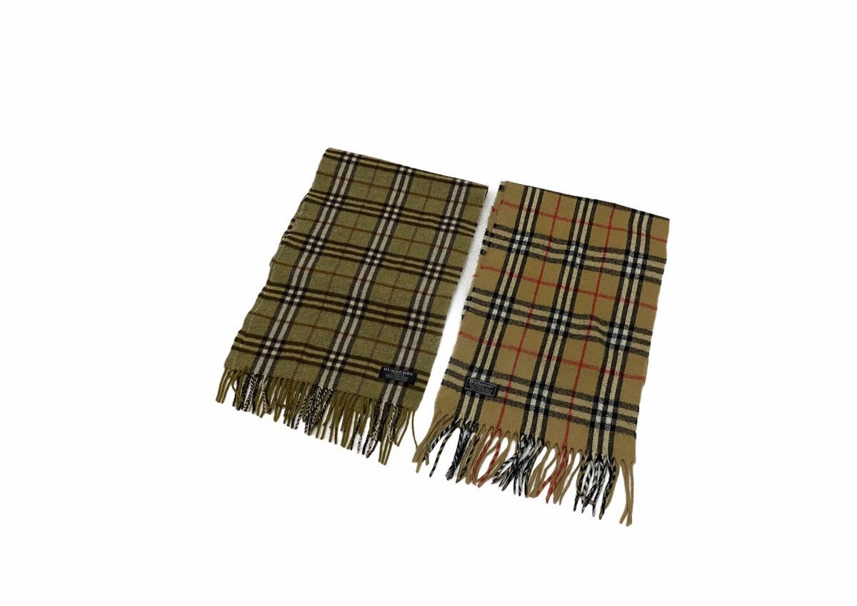 Burberry × Burberry Prorsum Lot 2 Combo 1990s Burberrys Scarf Lambwool Made In England Size ONE SIZE - 4 Thumbnail