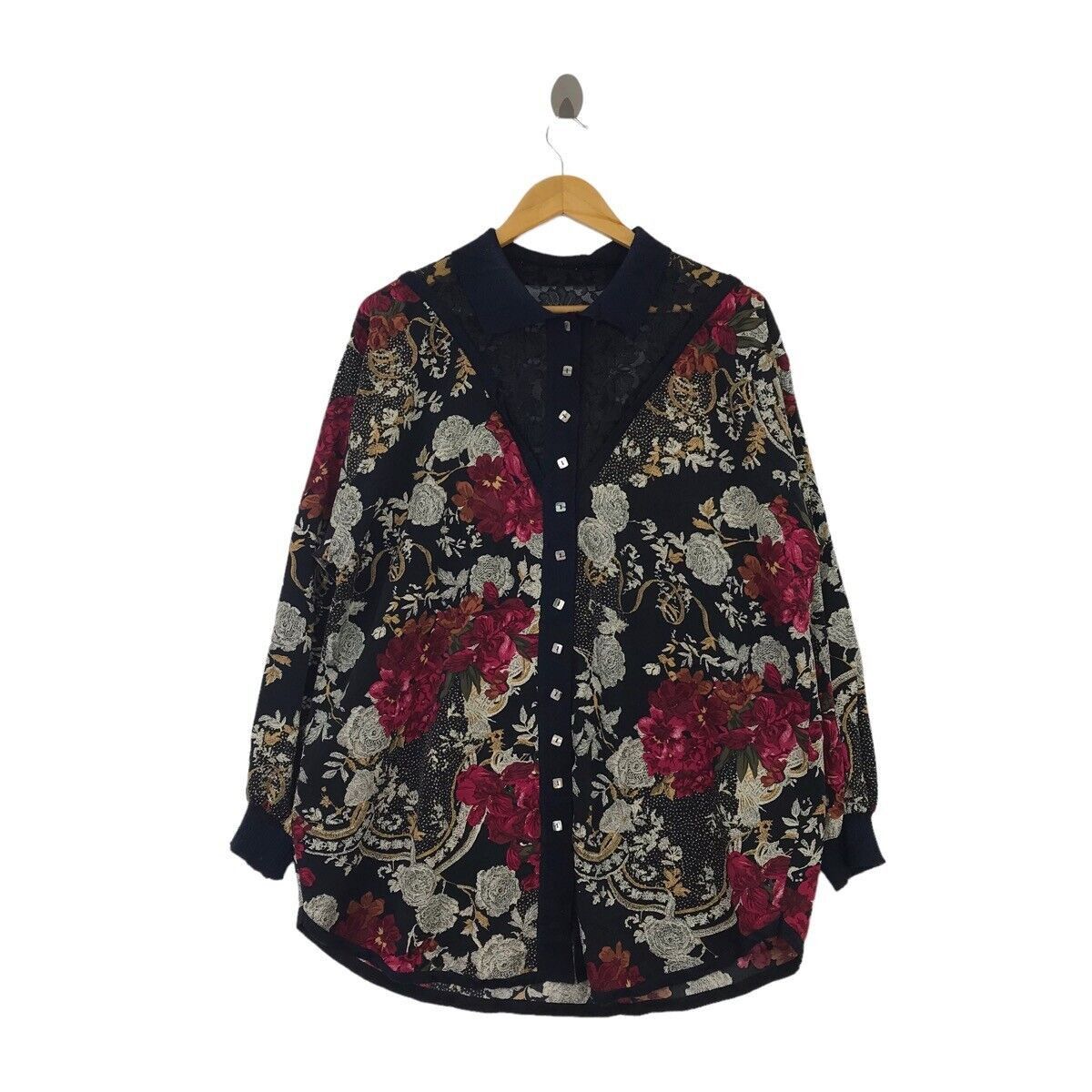 Vtg 90' ITALIAN DESIGNER FLORAL AOP Blouse Dress Cardigan