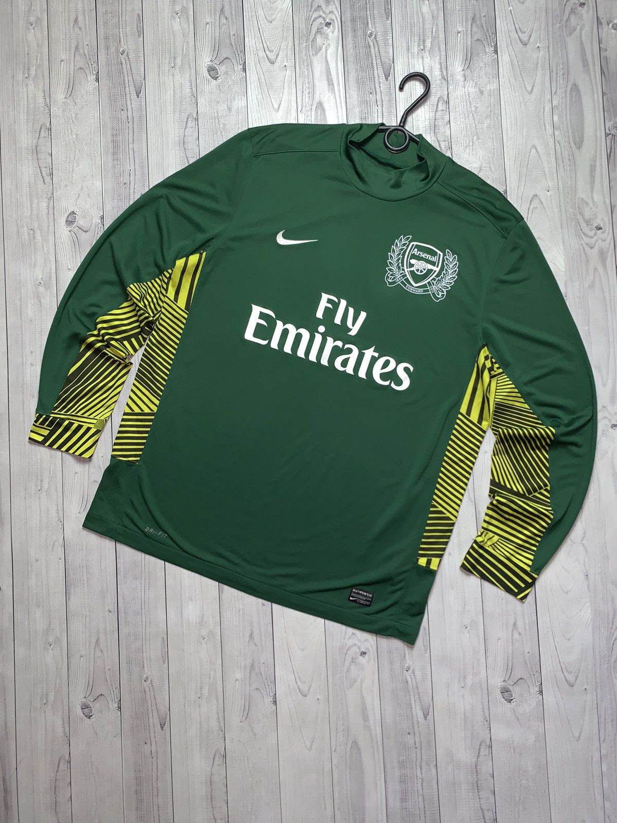 image of Nike x Soccer Jersey Vintage Arsenal Soccer Jersey Goalkeeper Green Size Xl, Men's