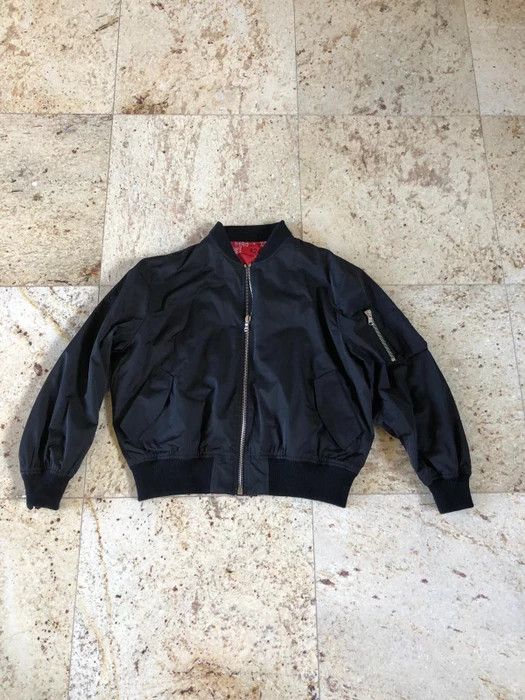 image of 424 On Fairfax Reversible Paisley Red & Black Bomber With Zip Across in Black/Red (Size Large)