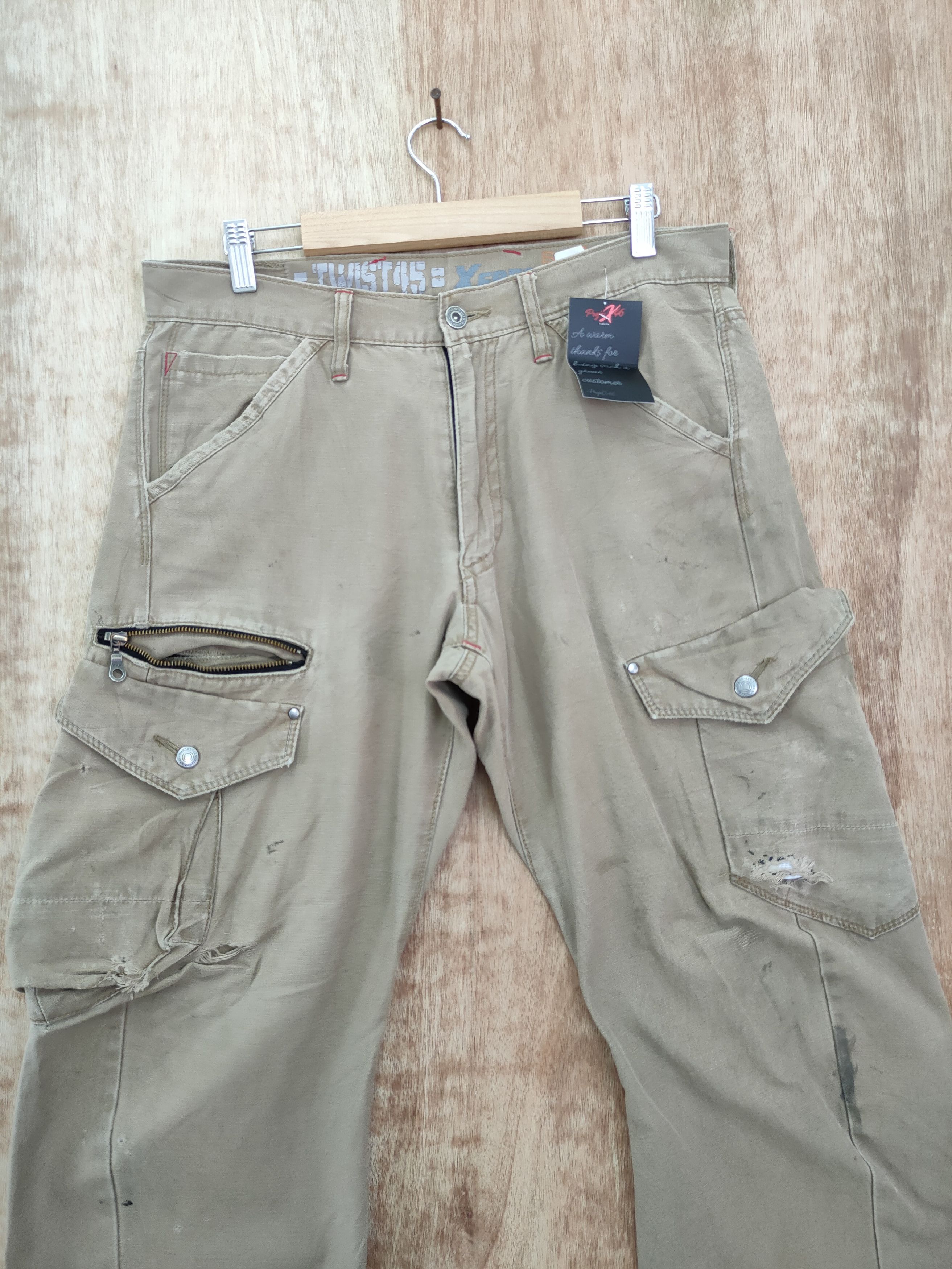 Japanese Brand DL Xebec thrashed distressed multipocket cargo pants #46-077 Size US 32 / EU 48 - 4 Thumbnail