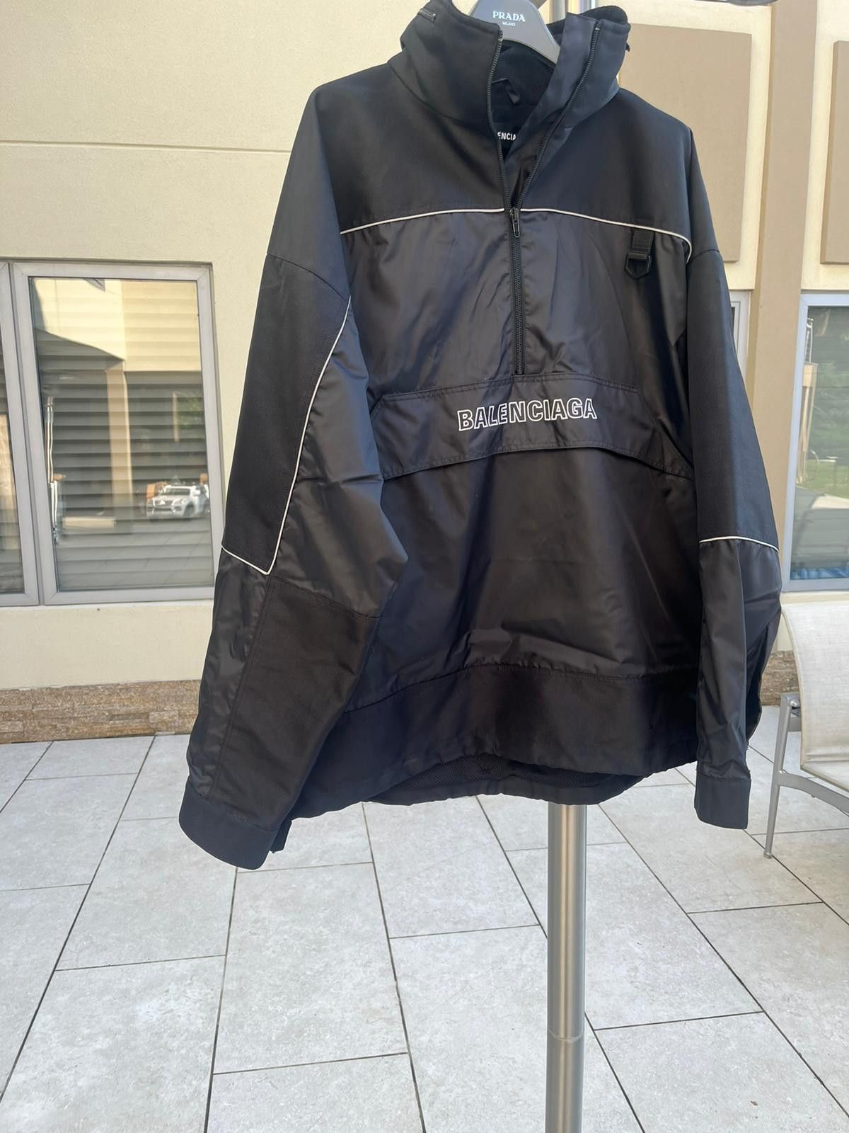Balenciaga Half Zip Anorak Pullover Cargo Logo Parka in Black Size US M / EU 48-50 / 2 - 9 Thumbnail